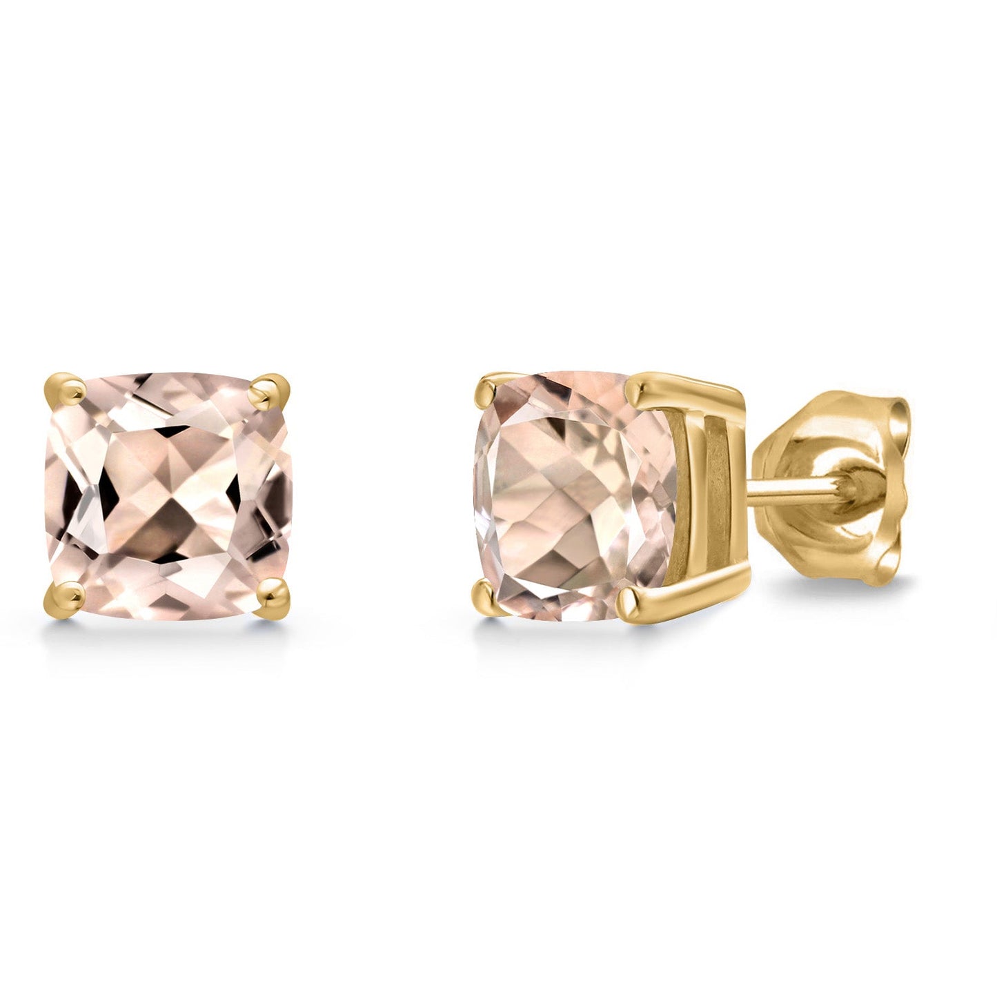 14K Yellow Gold 6MM Cushion Gemstone Birthstone Stud Earrings | Yellow Gold Earrings For Women Men