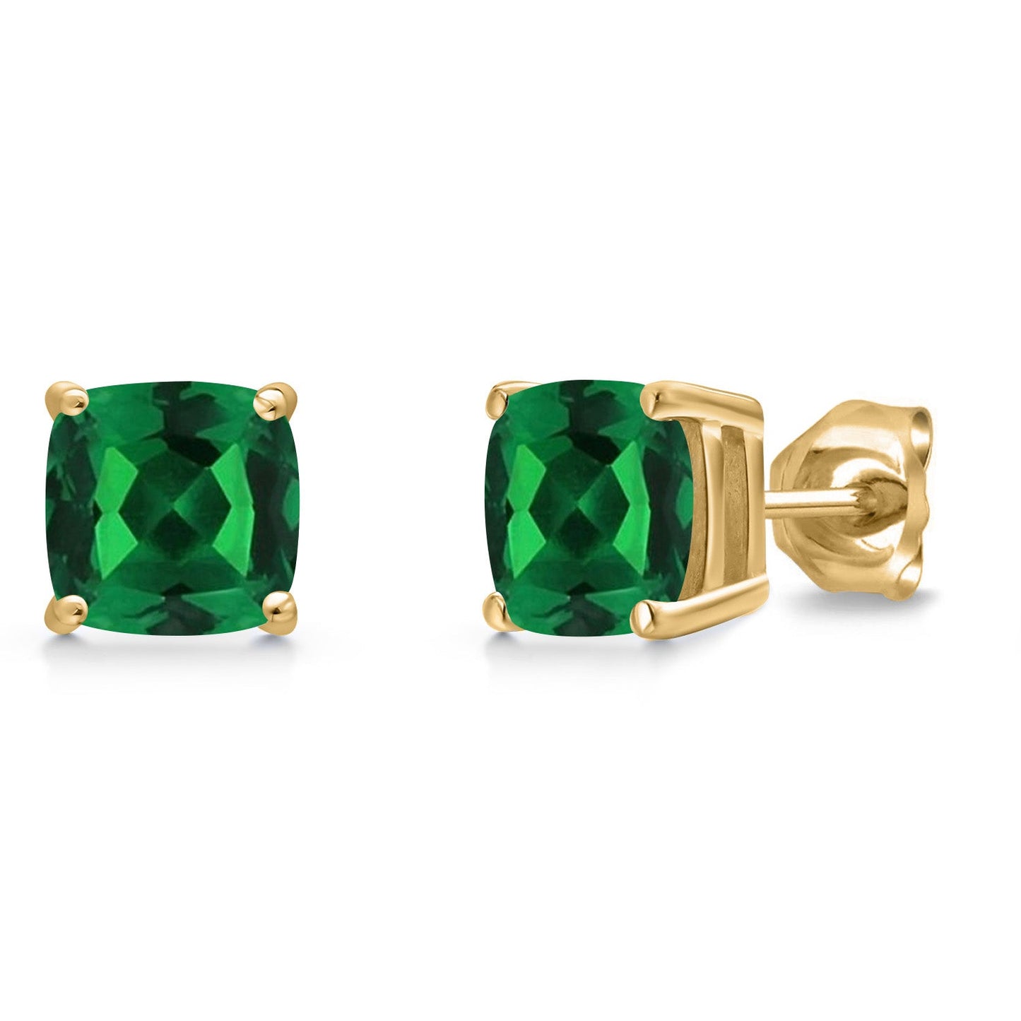 14K Yellow Gold 6MM Cushion Gemstone Birthstone Stud Earrings | Yellow Gold Earrings For Women Men