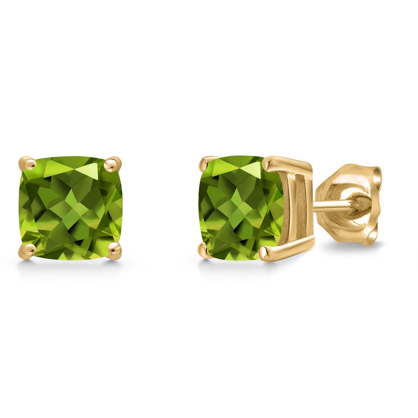 14K Yellow Gold 6MM Cushion Gemstone Birthstone Stud Earrings | Yellow Gold Earrings For Women Men