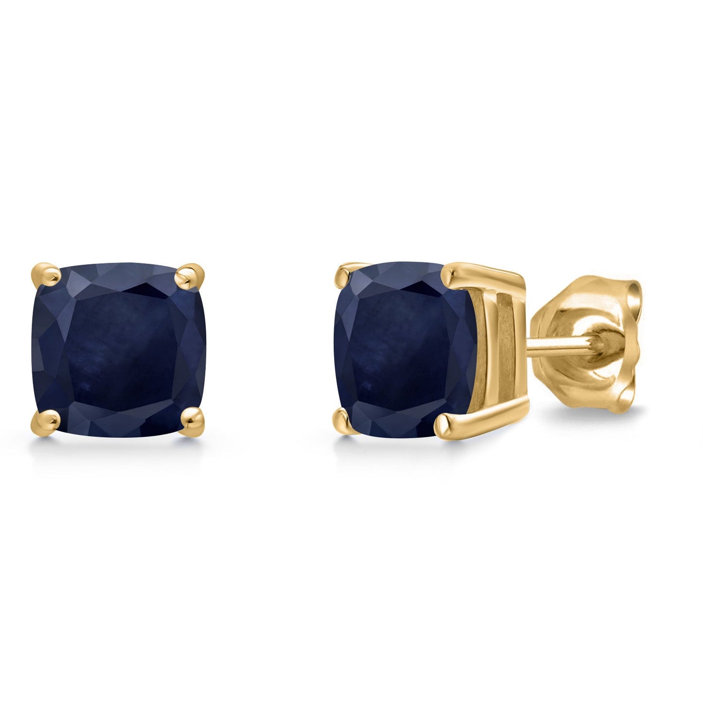 14K Yellow Gold 6MM Cushion Gemstone Birthstone Stud Earrings | Yellow Gold Earrings For Women Men