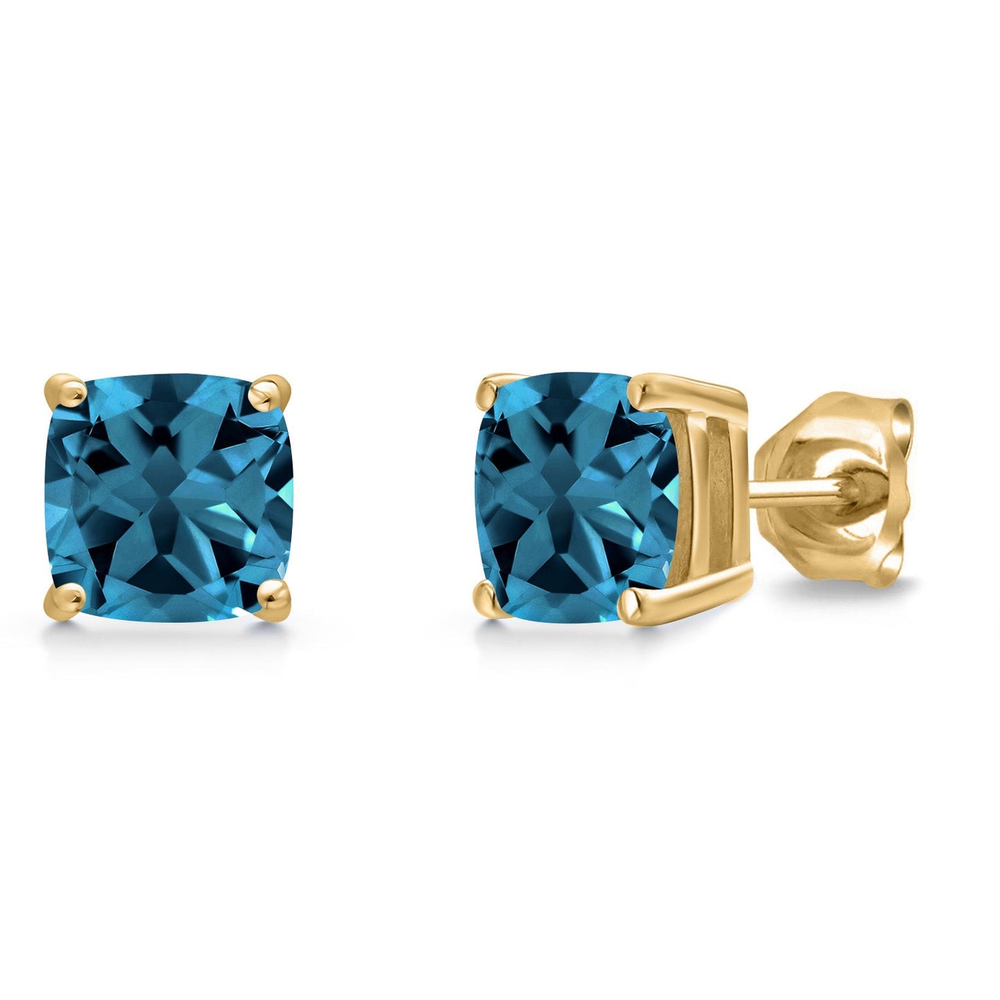 14K Yellow Gold 6MM Cushion Gemstone Birthstone Stud Earrings | Yellow Gold Earrings For Women Men