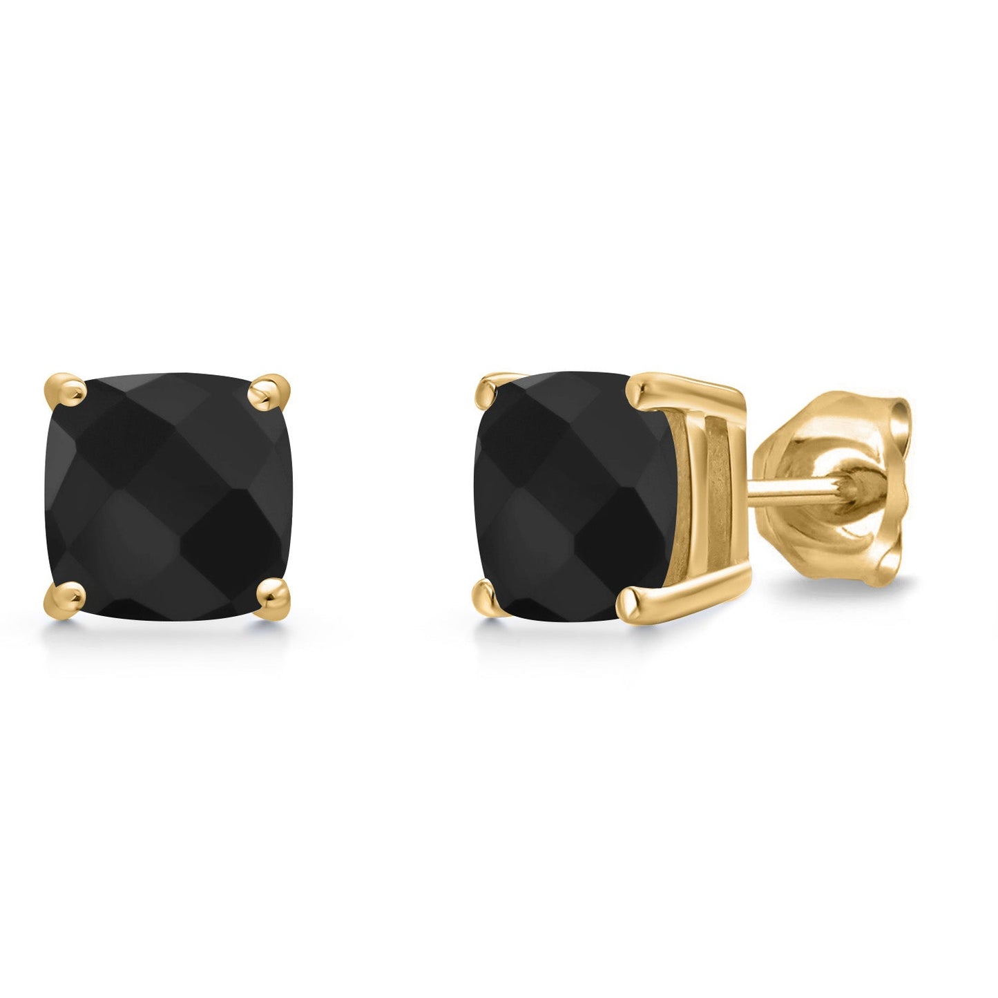 14K Yellow Gold 6MM Cushion Gemstone Birthstone Stud Earrings | Yellow Gold Earrings For Women Men