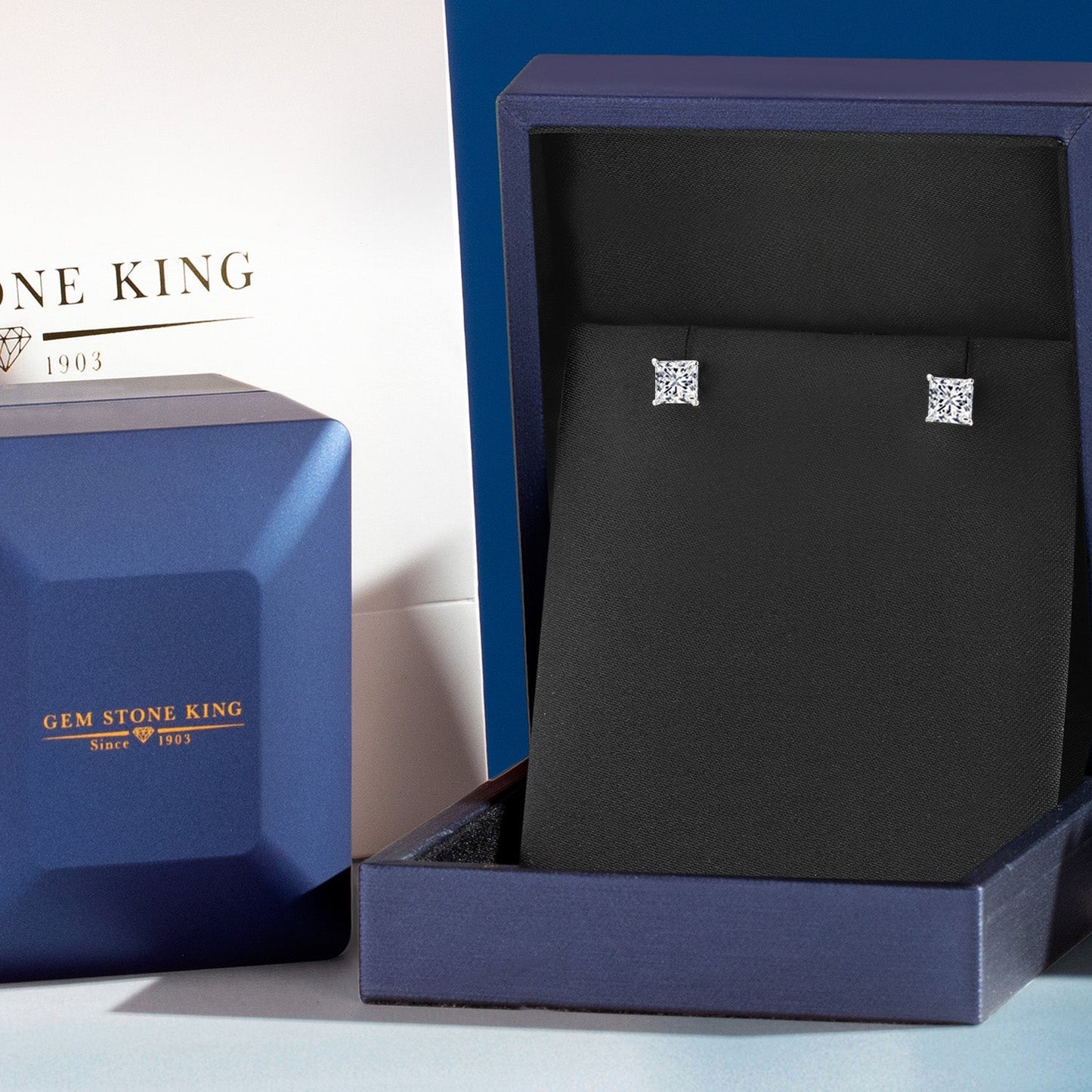 1.44 Cttw Princess Cut Lab Grown Diamond 14K White Gold Stud Earrings | DEF Color | VVS-VS Clarity | Gold Earrings For Women Men