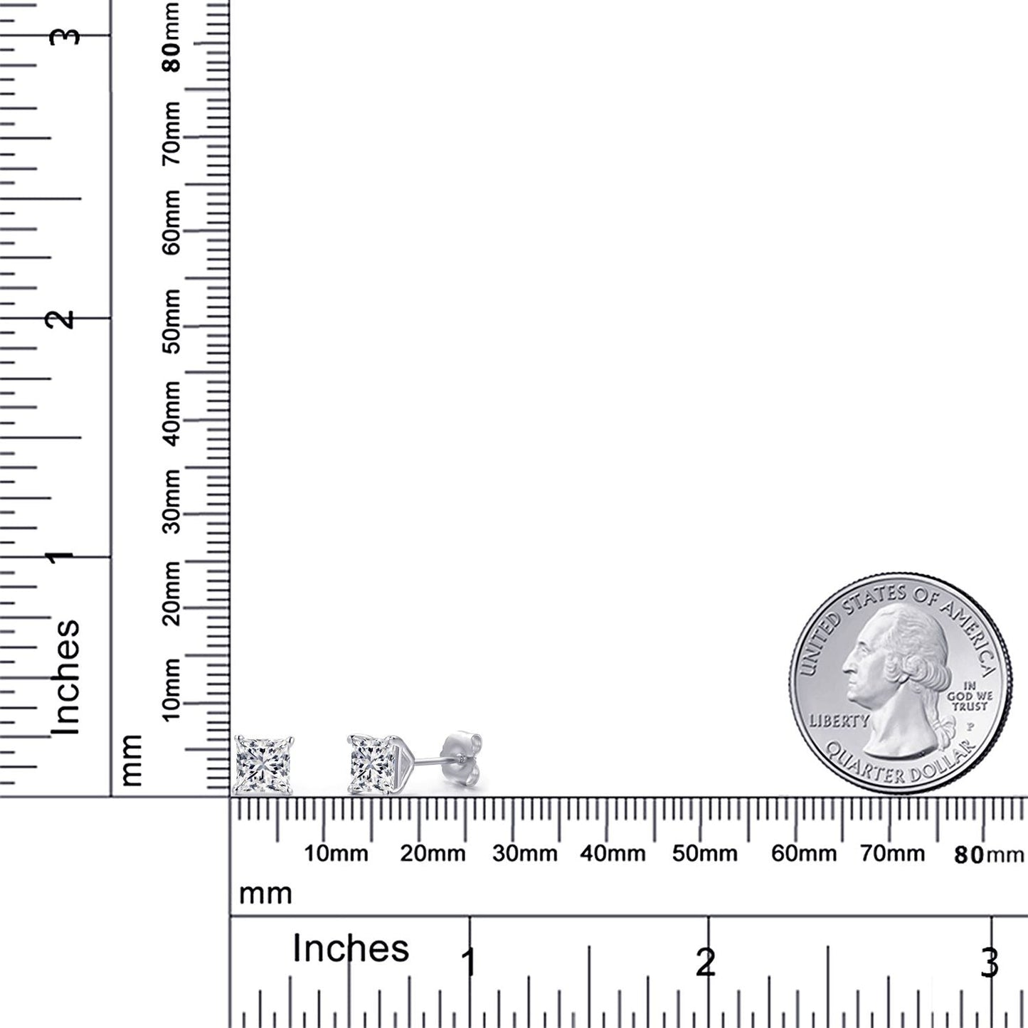 1.44 Cttw Princess Cut Lab Grown Diamond 14K White Gold Stud Earrings | DEF Color | VVS-VS Clarity | Gold Earrings For Women Men