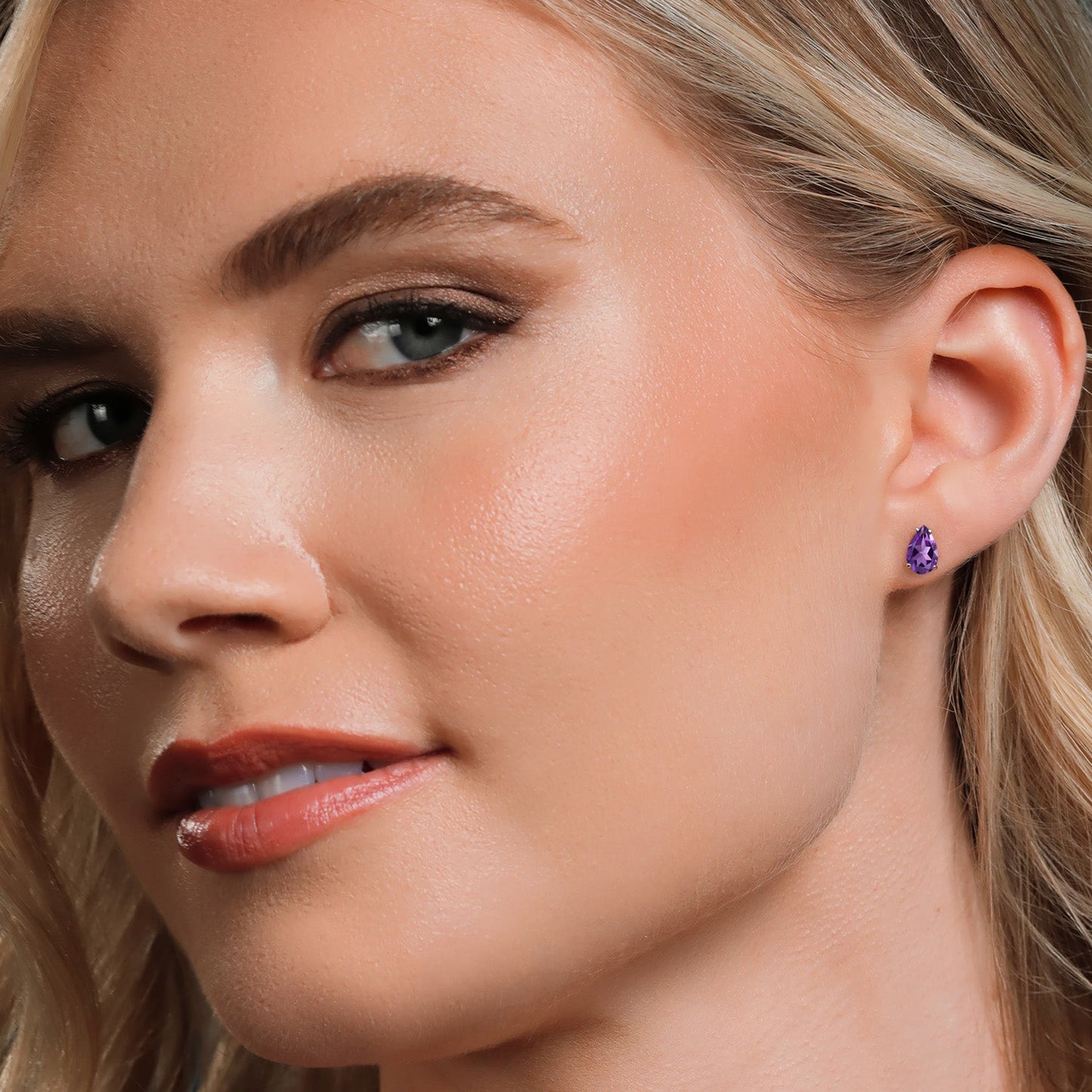 14K White Gold 9X6MM Pear Shape Gemstone Birthstone Double Notch Teardrop Stud Earrings For Women and Men