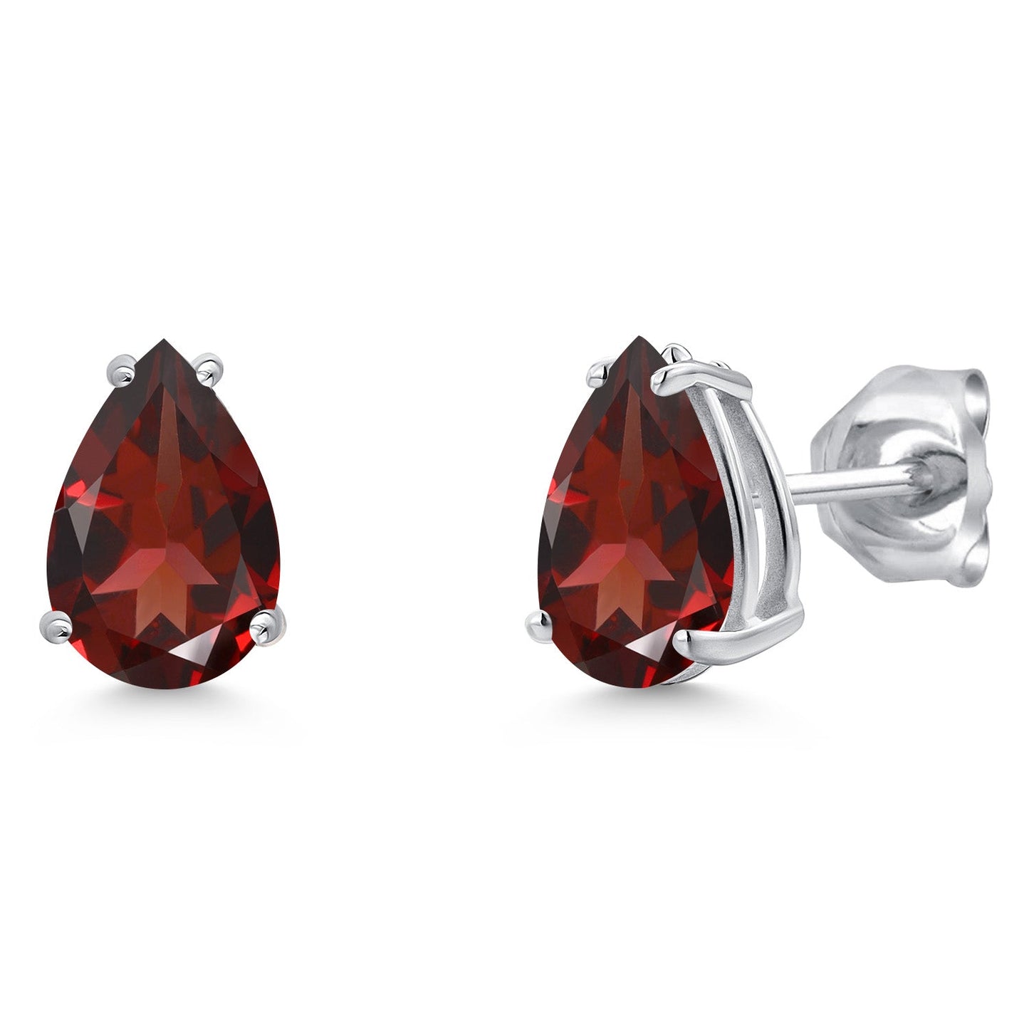 14K White Gold 9X6MM Pear Shape Gemstone Birthstone Double Notch Teardrop Stud Earrings For Women and Men