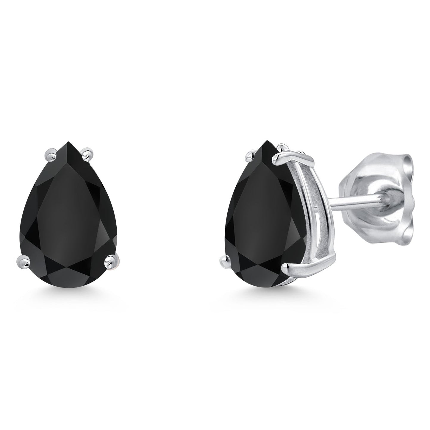 14K White Gold 9X6MM Pear Shape Gemstone Birthstone Double Notch Teardrop Stud Earrings For Women and Men