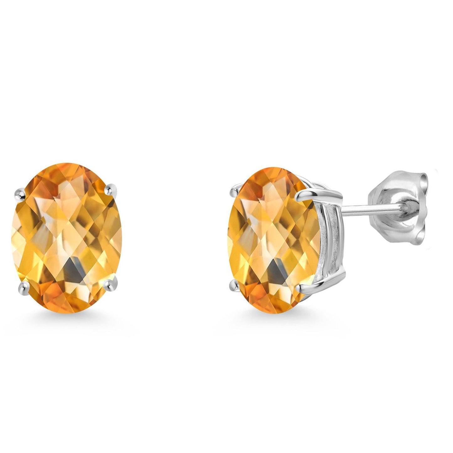14K White Gold 9X7MM Oval Gemstone Birthstone Stud Earrings | Gold Earrings For Women and Men