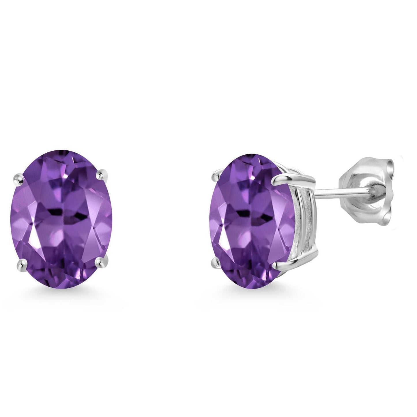 14K White Gold 9X7MM Oval Gemstone Birthstone Stud Earrings | Gold Earrings For Women and Men