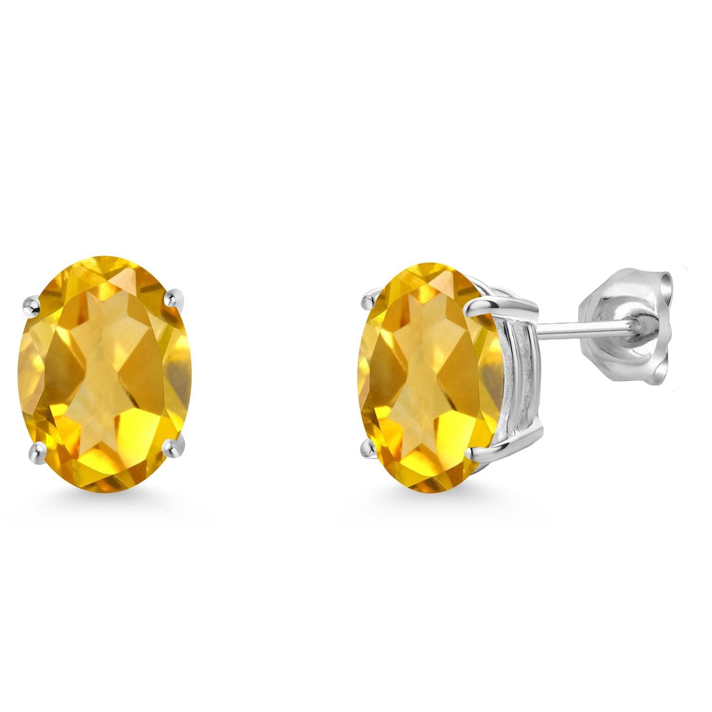 14K White Gold 9X7MM Oval Gemstone Birthstone Stud Earrings | Gold Earrings For Women and Men