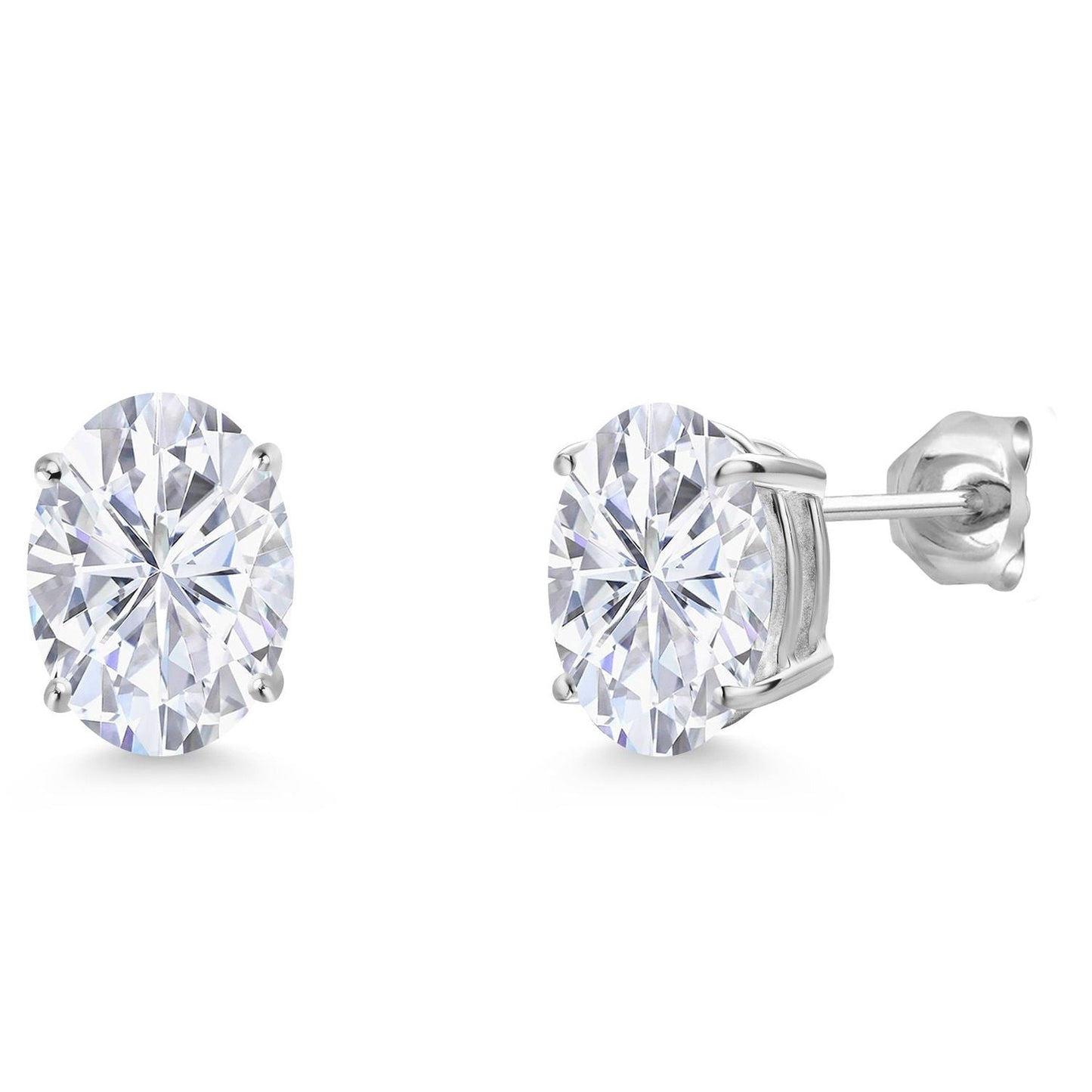 14K White Gold 9X7MM Oval Gemstone Birthstone Stud Earrings | Gold Earrings For Women and Men