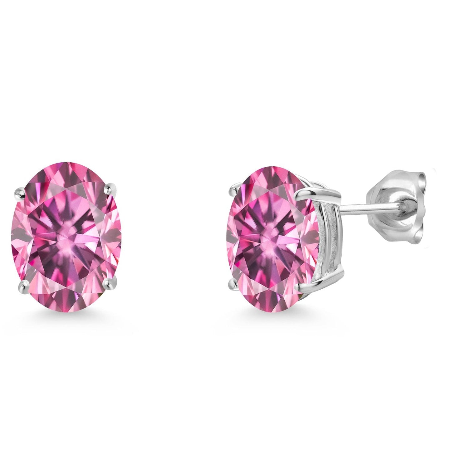 14K White Gold 9X7MM Oval Gemstone Birthstone Stud Earrings | Gold Earrings For Women and Men