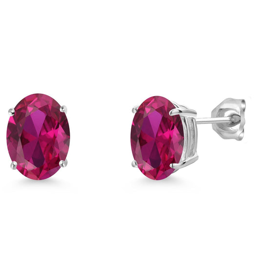 14K White Gold 9X7MM Oval Gemstone Birthstone Stud Earrings | Gold Earrings For Women and Men