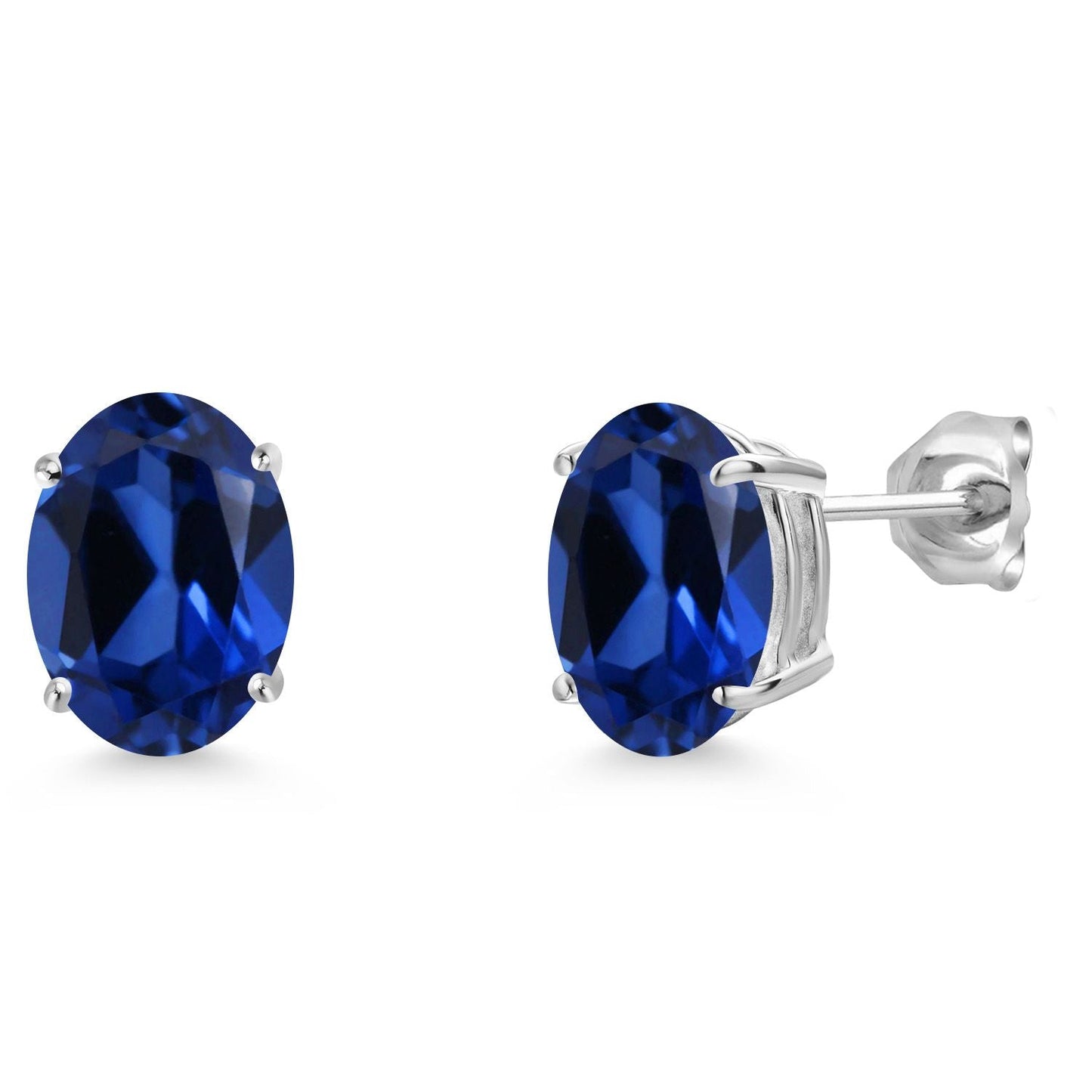 14K White Gold 9X7MM Oval Gemstone Birthstone Stud Earrings | Gold Earrings For Women and Men