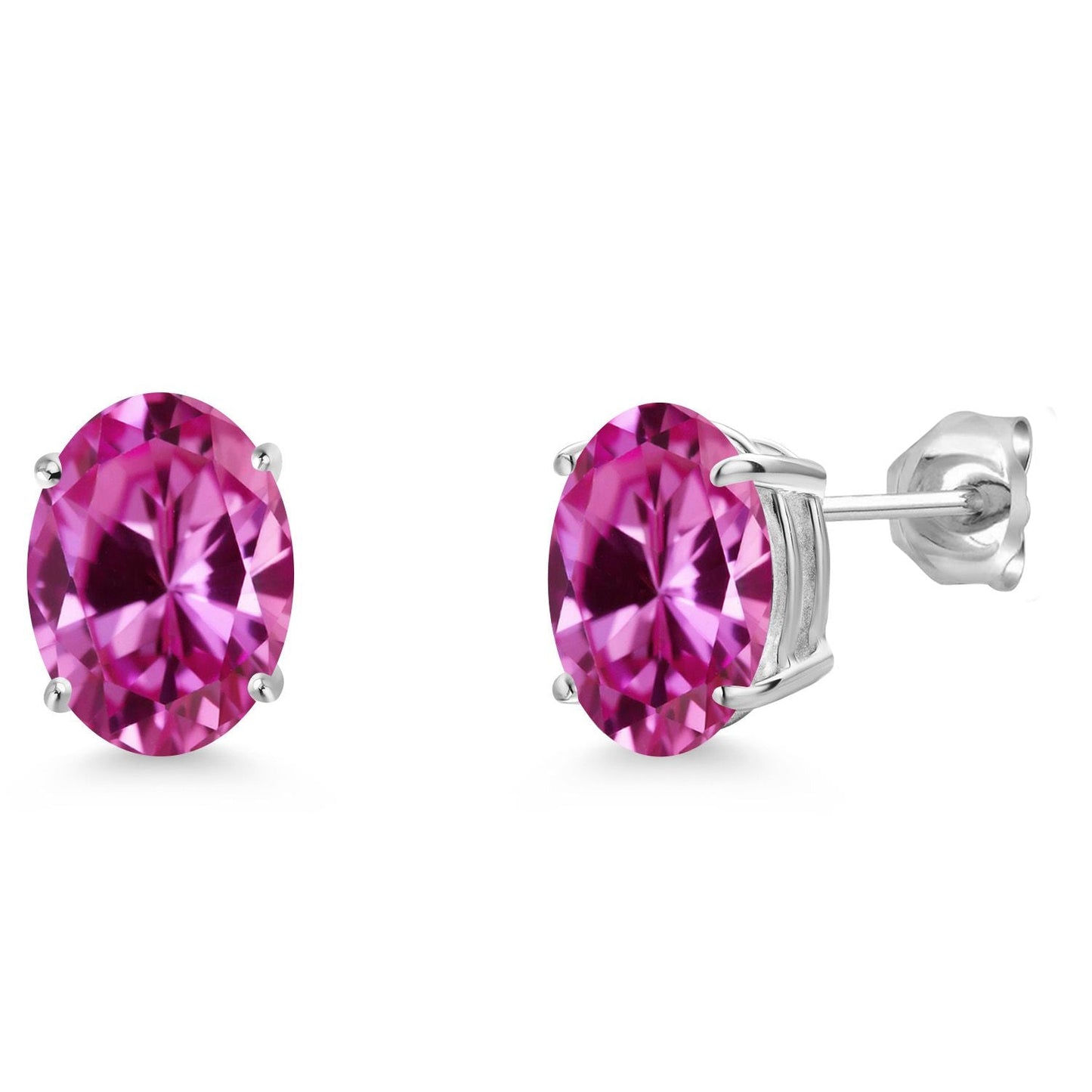 14K White Gold 9X7MM Oval Gemstone Birthstone Stud Earrings | Gold Earrings For Women and Men