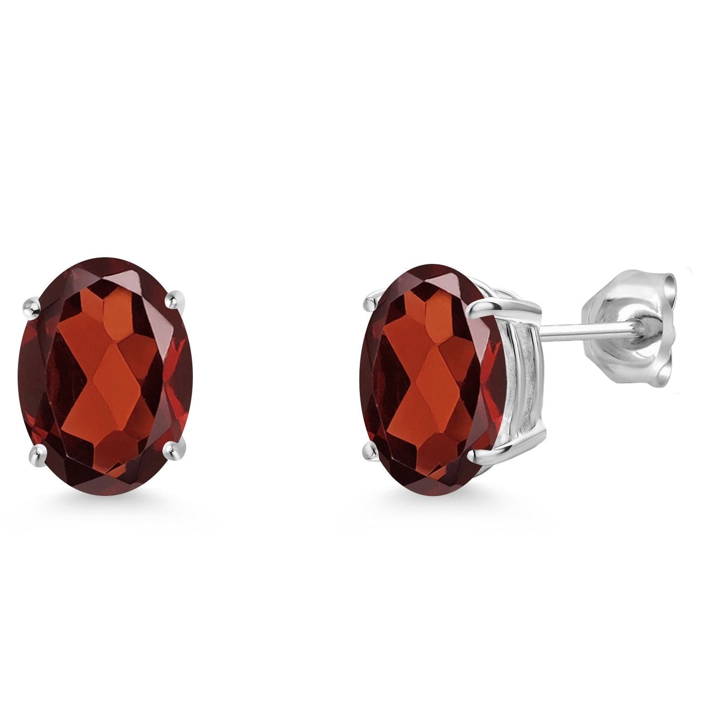 14K White Gold 9X7MM Oval Gemstone Birthstone Stud Earrings | Gold Earrings For Women and Men