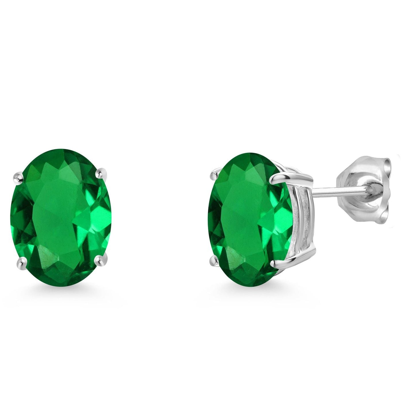 14K White Gold 9X7MM Oval Gemstone Birthstone Stud Earrings | Gold Earrings For Women and Men