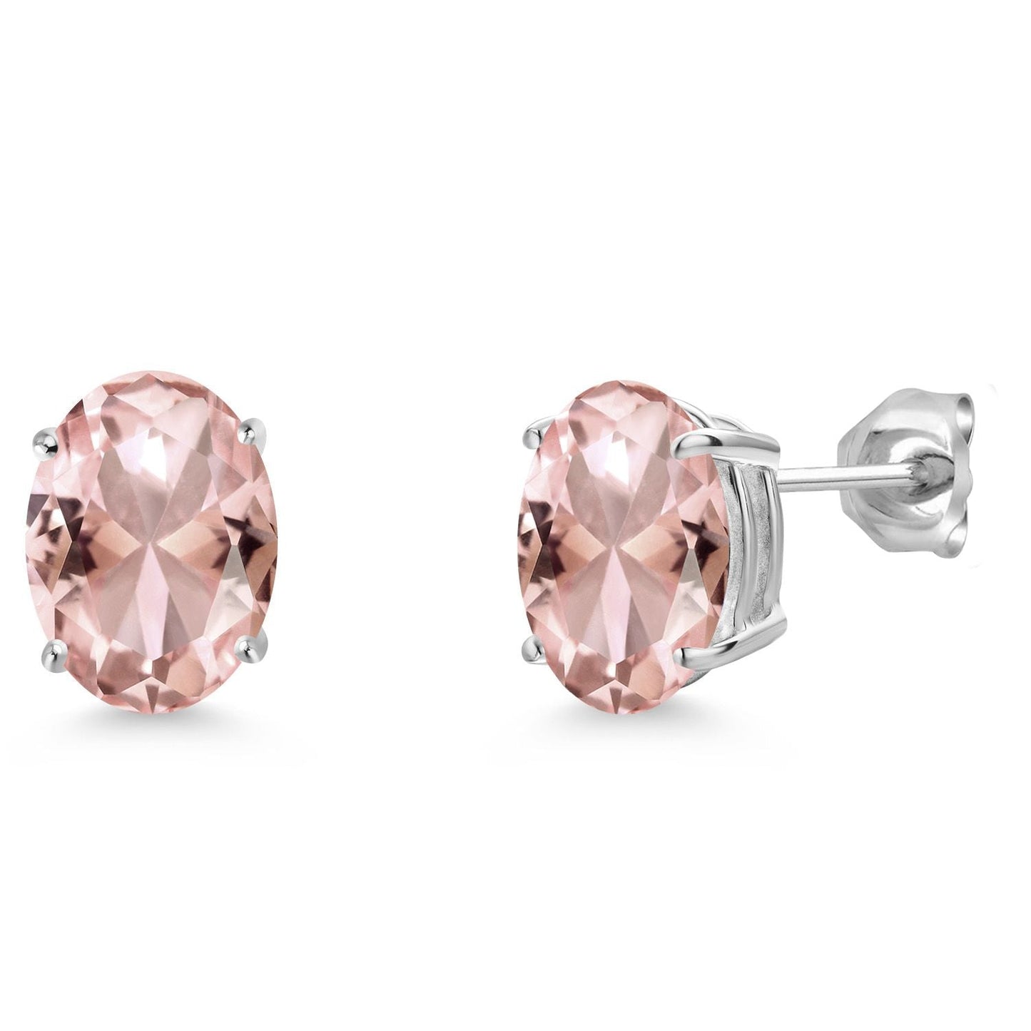 14K White Gold 9X7MM Oval Gemstone Birthstone Stud Earrings | Gold Earrings For Women and Men