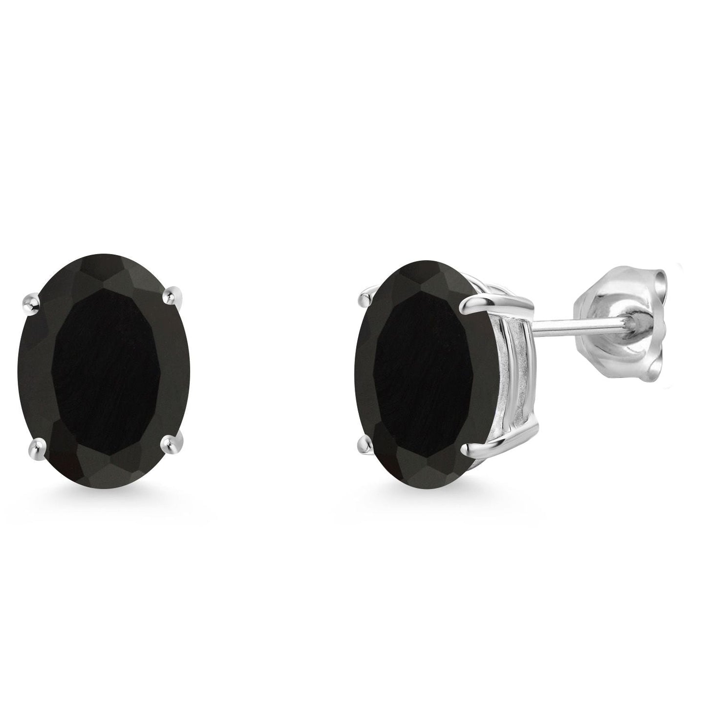 14K White Gold 9X7MM Oval Gemstone Birthstone Stud Earrings | Gold Earrings For Women and Men