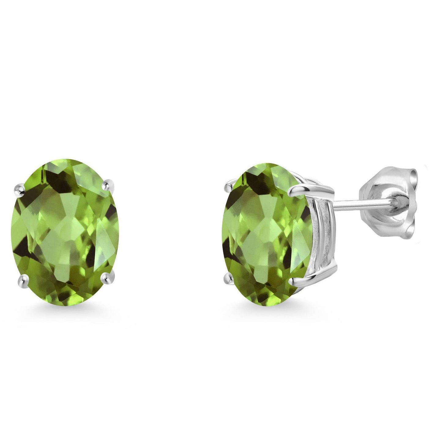 14K White Gold 9X7MM Oval Gemstone Birthstone Stud Earrings | Gold Earrings For Women and Men