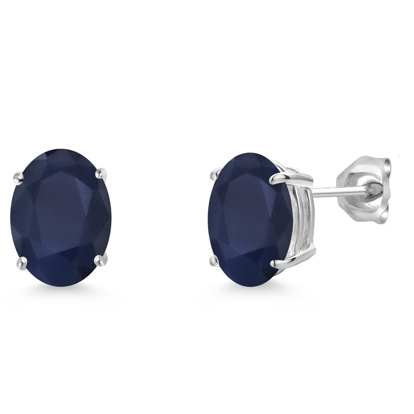 14K White Gold 9X7MM Oval Gemstone Birthstone Stud Earrings | Gold Earrings For Women and Men