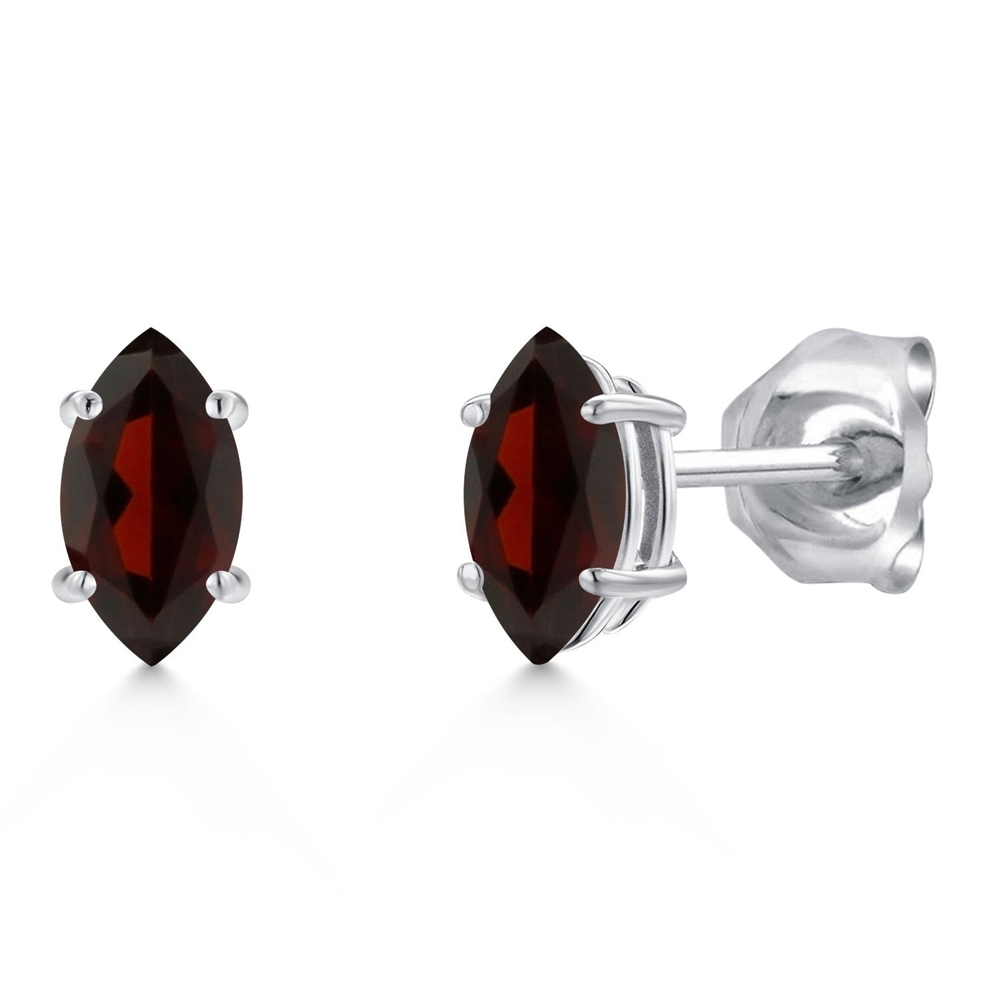 14K White Gold Marquise 6X3MM Gemstone Birthstone Gold Earrings For Women Men