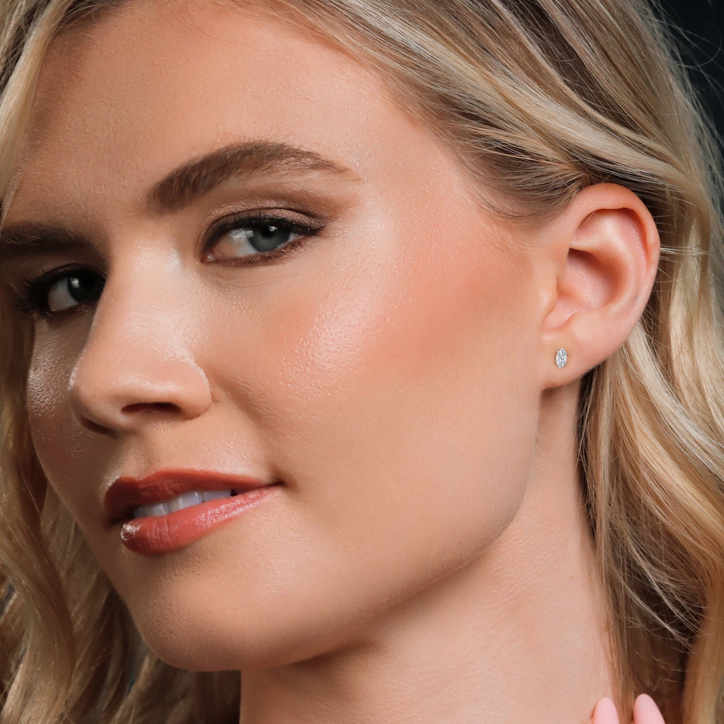 14K White Gold Marquise 6X3MM Gemstone Birthstone Gold Earrings For Women Men