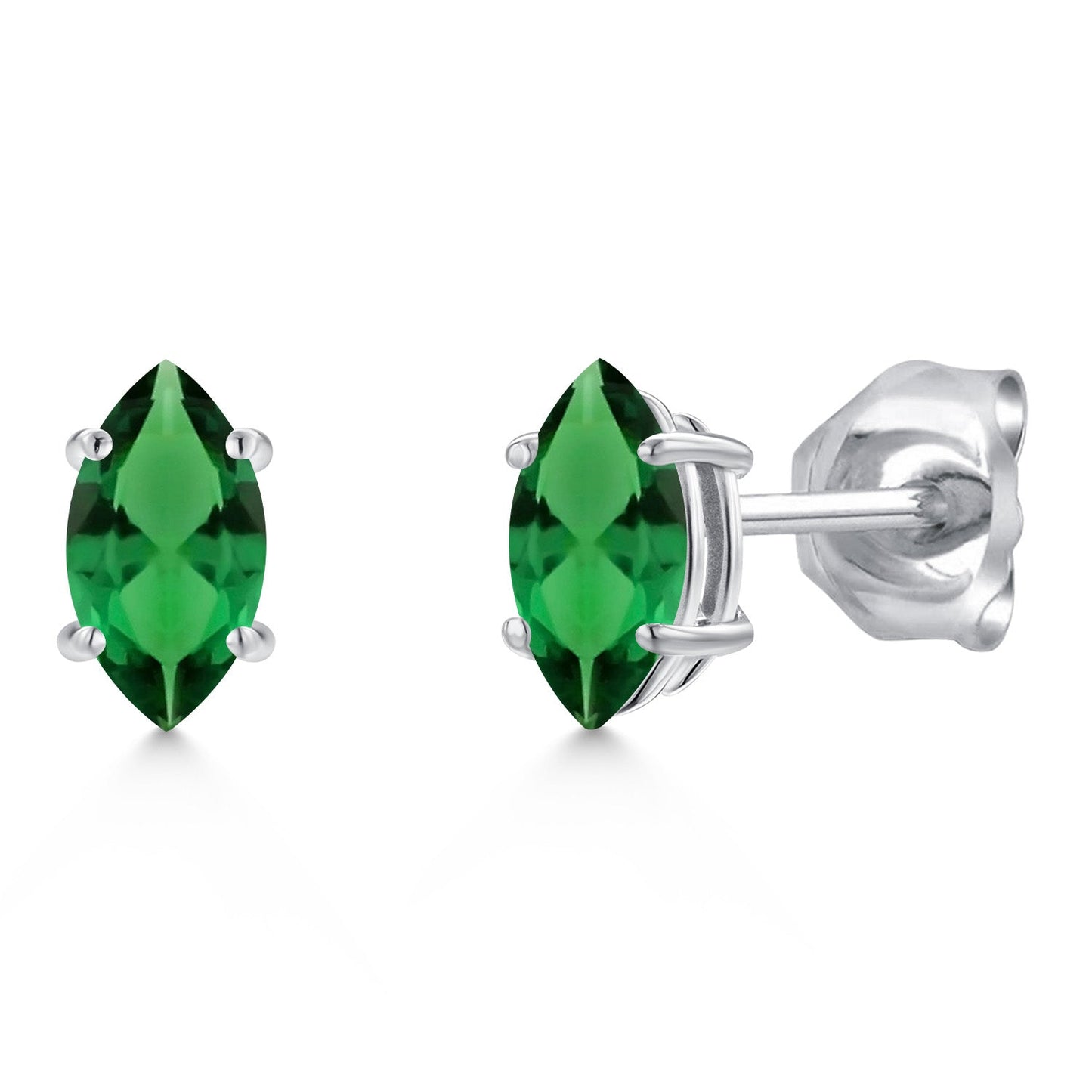 14K White Gold Marquise 6X3MM Gemstone Birthstone Gold Earrings For Women Men