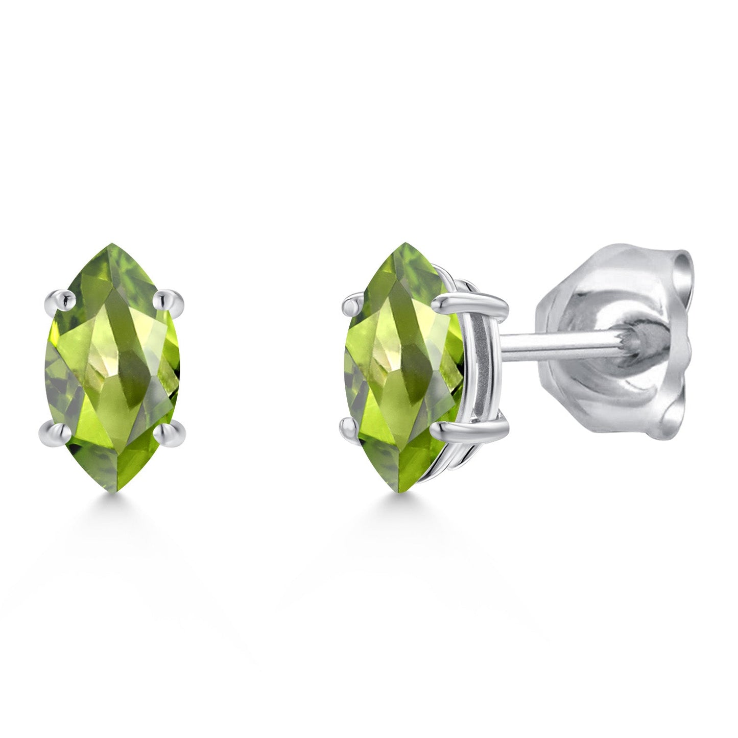 14K White Gold Marquise 6X3MM Gemstone Birthstone Gold Earrings For Women Men