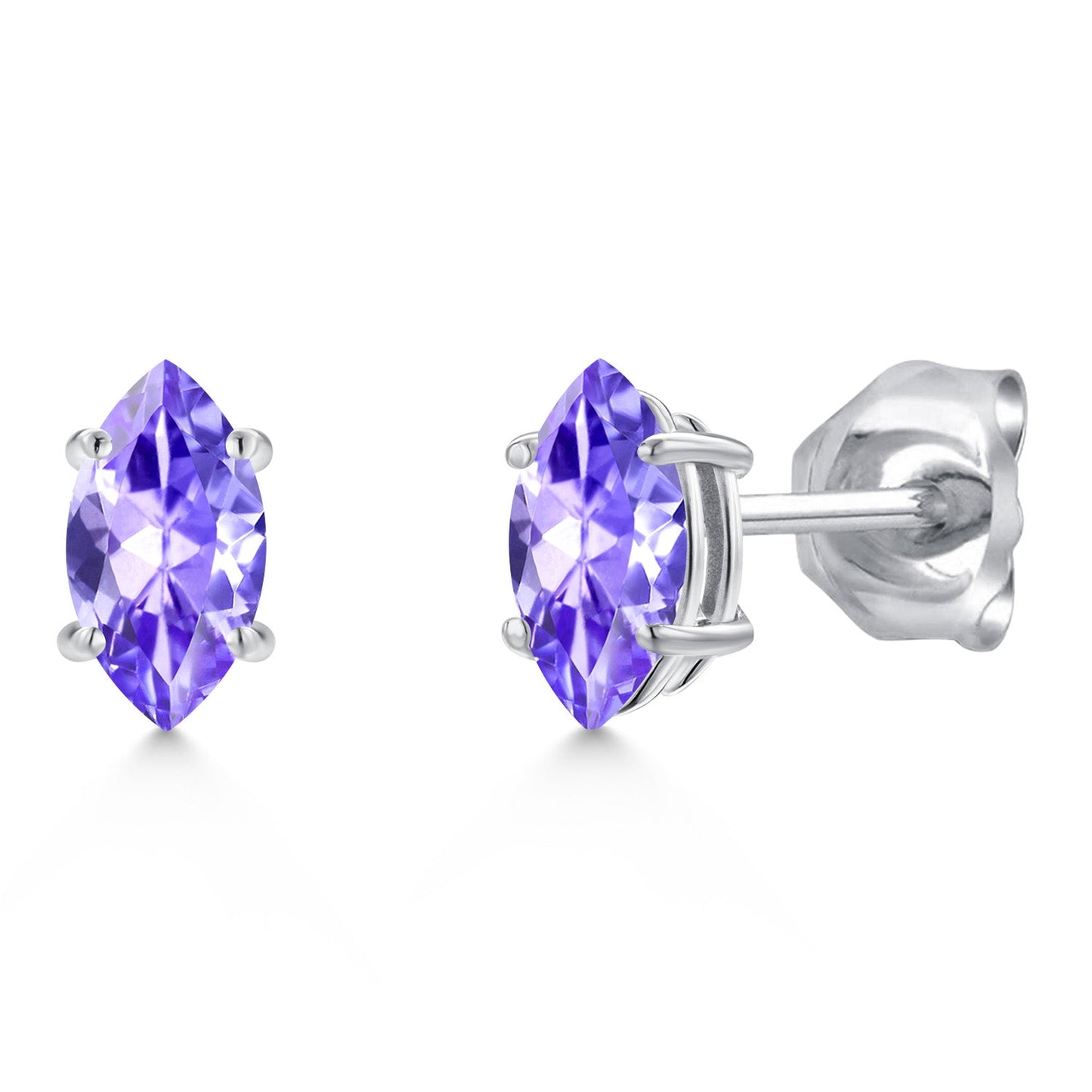 14K White Gold Marquise 6X3MM Gemstone Birthstone Gold Earrings For Women Men