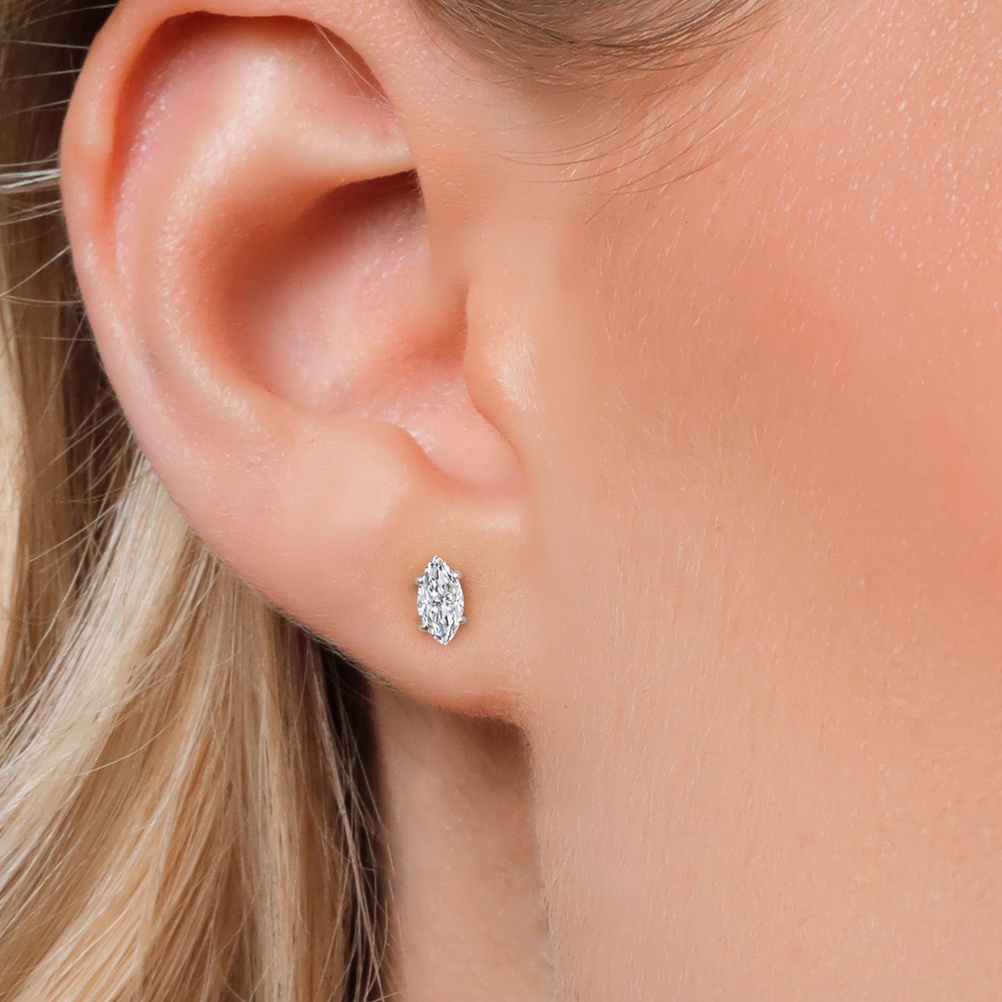 14K White Gold Lab Grown Diamond Stud Earrings For Women Men | 0.66 Cttw | Gemstone Birthstone | Marquise 7X4MM | DEF Color | VVS-VS Clarity