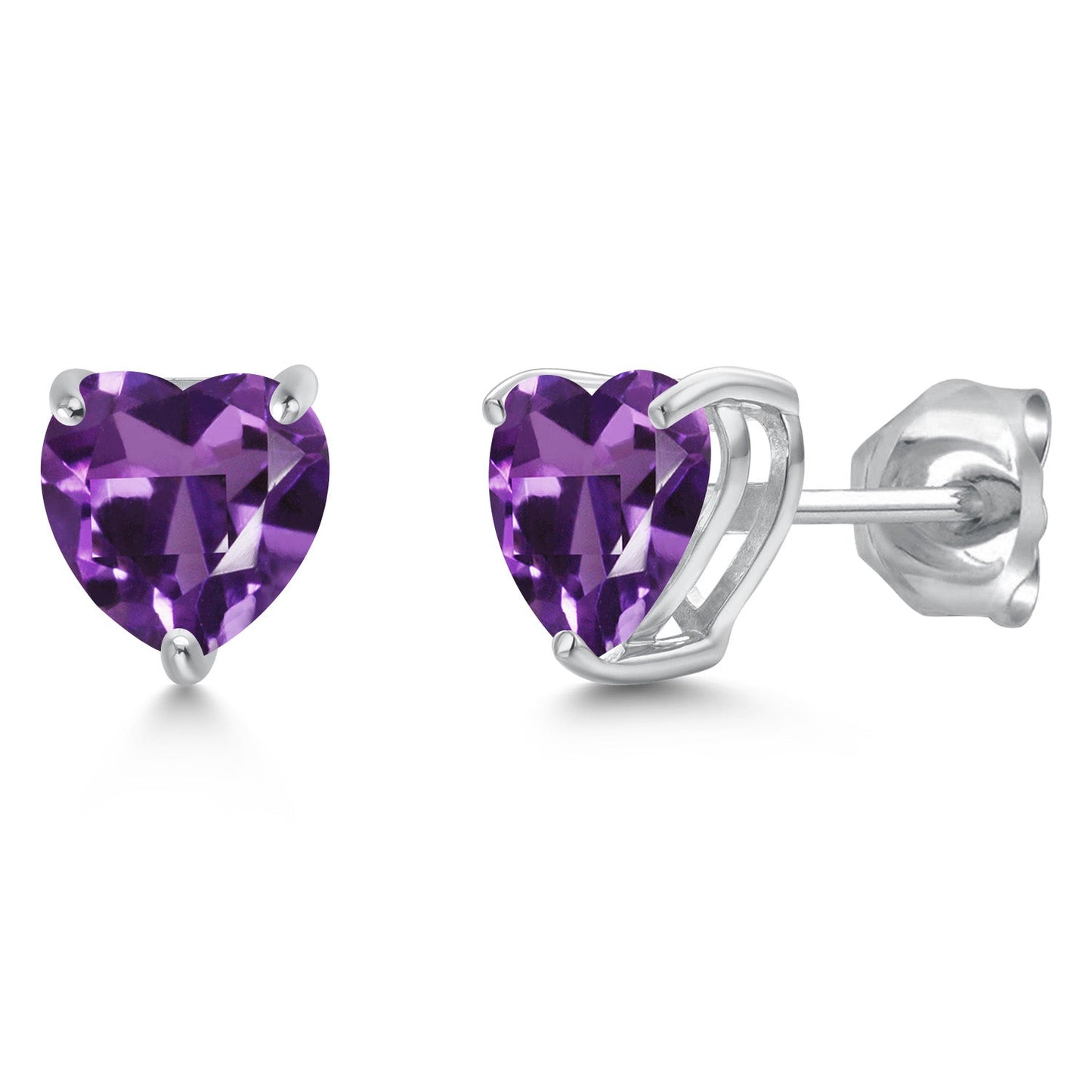 14K White Gold 6MM Heart Shape Gemstone Birthstone Stud Earrings | Gold Earrings For Women Men | Fine Jewelry Gifts for Her Mom Women Wife