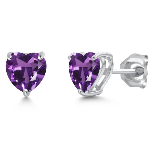 14K White Gold 6MM Heart Shape Gemstone Birthstone Stud Earrings | Gold Earrings For Women Men | Fine Jewelry Gifts for Her Mom Women Wife