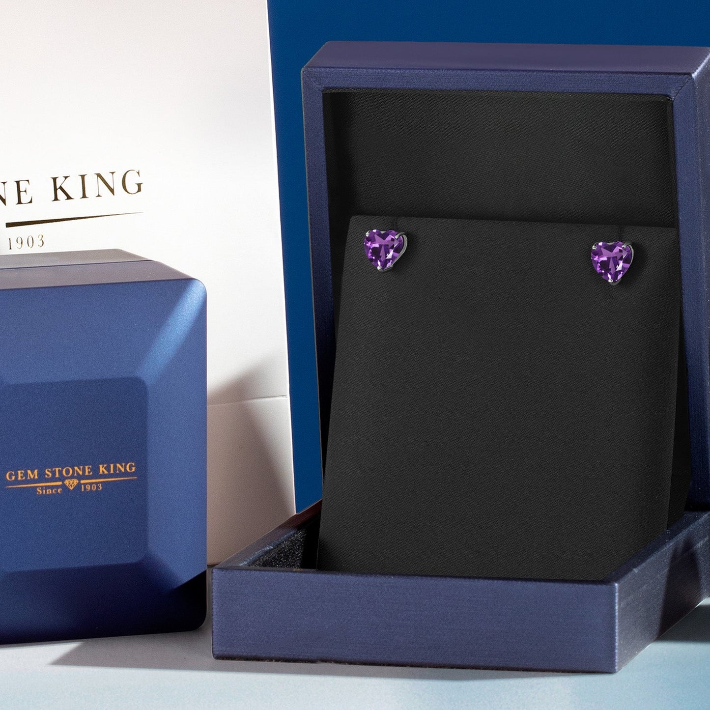 14K White Gold 6MM Heart Shape Gemstone Birthstone Stud Earrings | Gold Earrings For Women Men | Fine Jewelry Gifts for Her Mom Women Wife