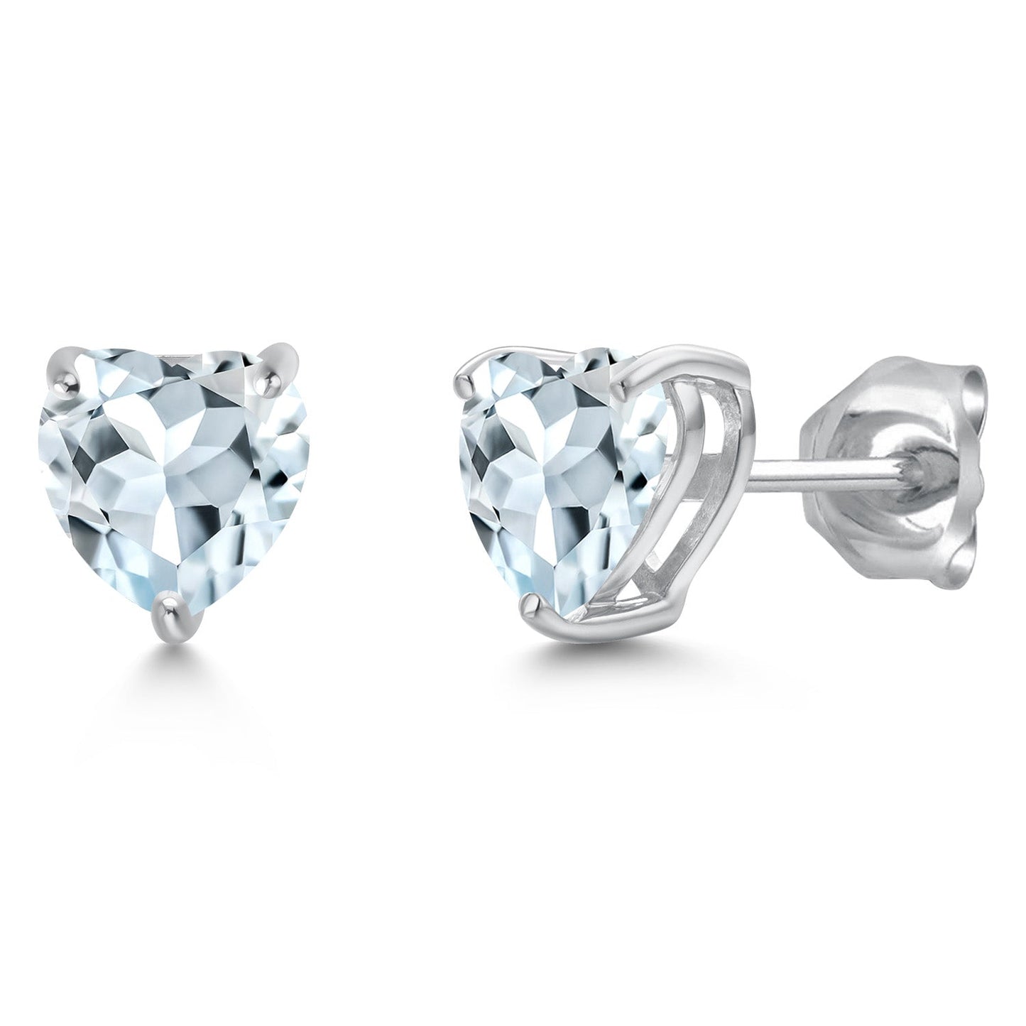 14K White Gold 6MM Heart Shape Gemstone Birthstone Stud Earrings | Gold Earrings For Women Men | Fine Jewelry Gifts for Her Mom Women Wife