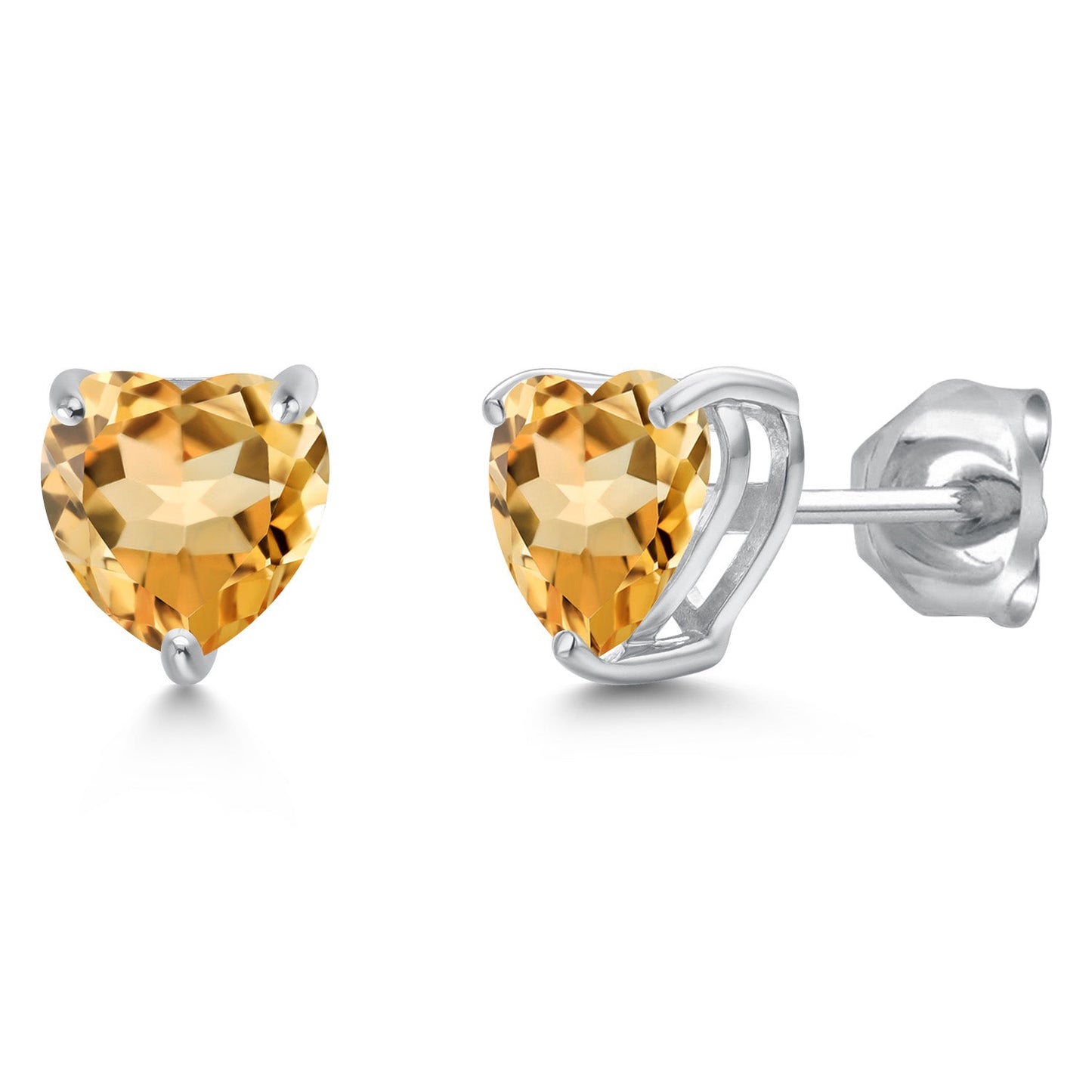 14K White Gold 6MM Heart Shape Gemstone Birthstone Stud Earrings | Gold Earrings For Women Men | Fine Jewelry Gifts for Her Mom Women Wife