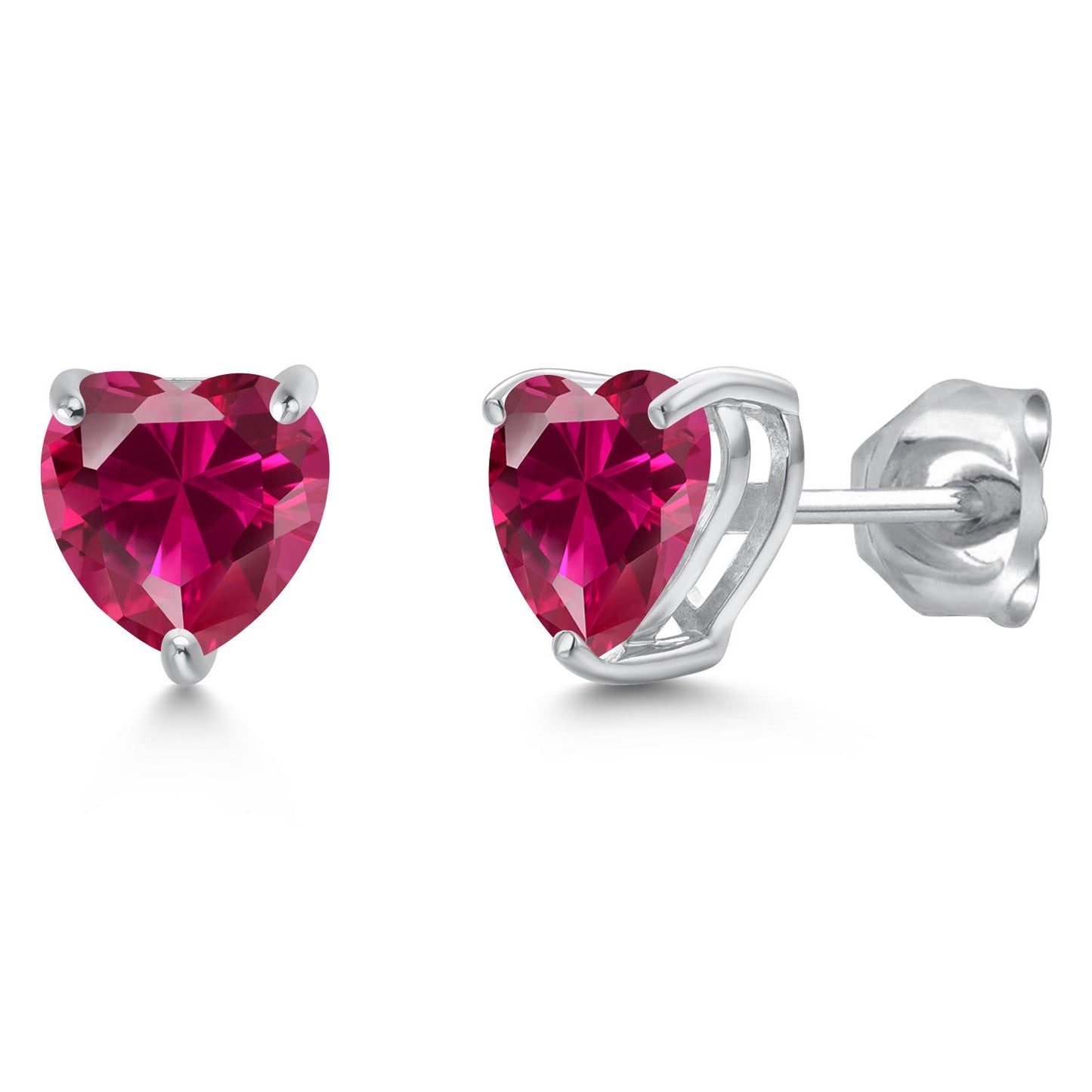 14K White Gold 6MM Heart Shape Gemstone Birthstone Stud Earrings | Gold Earrings For Women Men | Fine Jewelry Gifts for Her Mom Women Wife