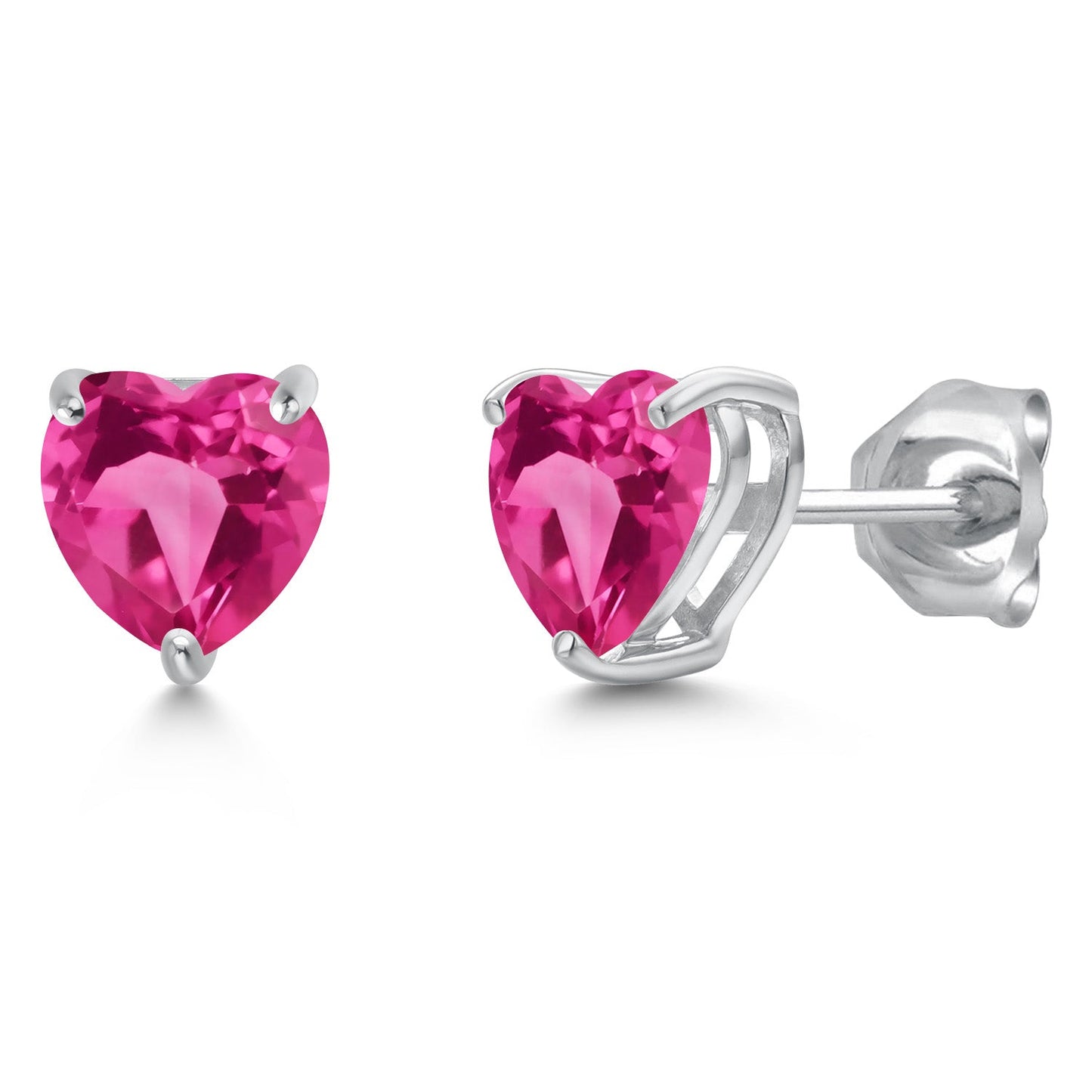 14K White Gold 6MM Heart Shape Gemstone Birthstone Stud Earrings | Gold Earrings For Women Men | Fine Jewelry Gifts for Her Mom Women Wife