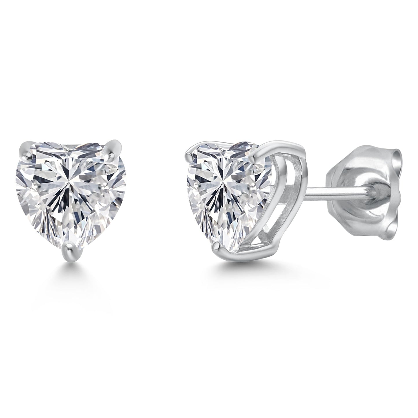 2.00 Cttw 14K White Gold IGI Certified Lab Grown Diamond Stud Earrings For Women Men | E-F Color VS1-VS2 Clarity | Heart Shape 6.5MM
