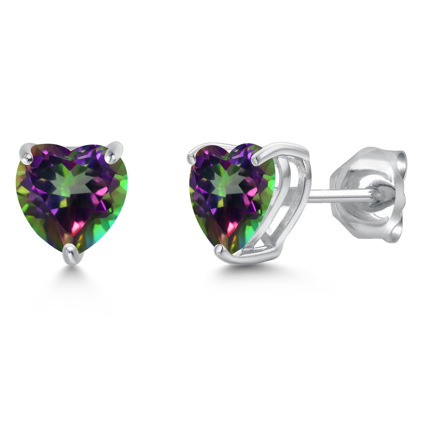 14K White Gold 6MM Heart Shape Gemstone Birthstone Stud Earrings | Gold Earrings For Women Men | Fine Jewelry Gifts for Her Mom Women Wife