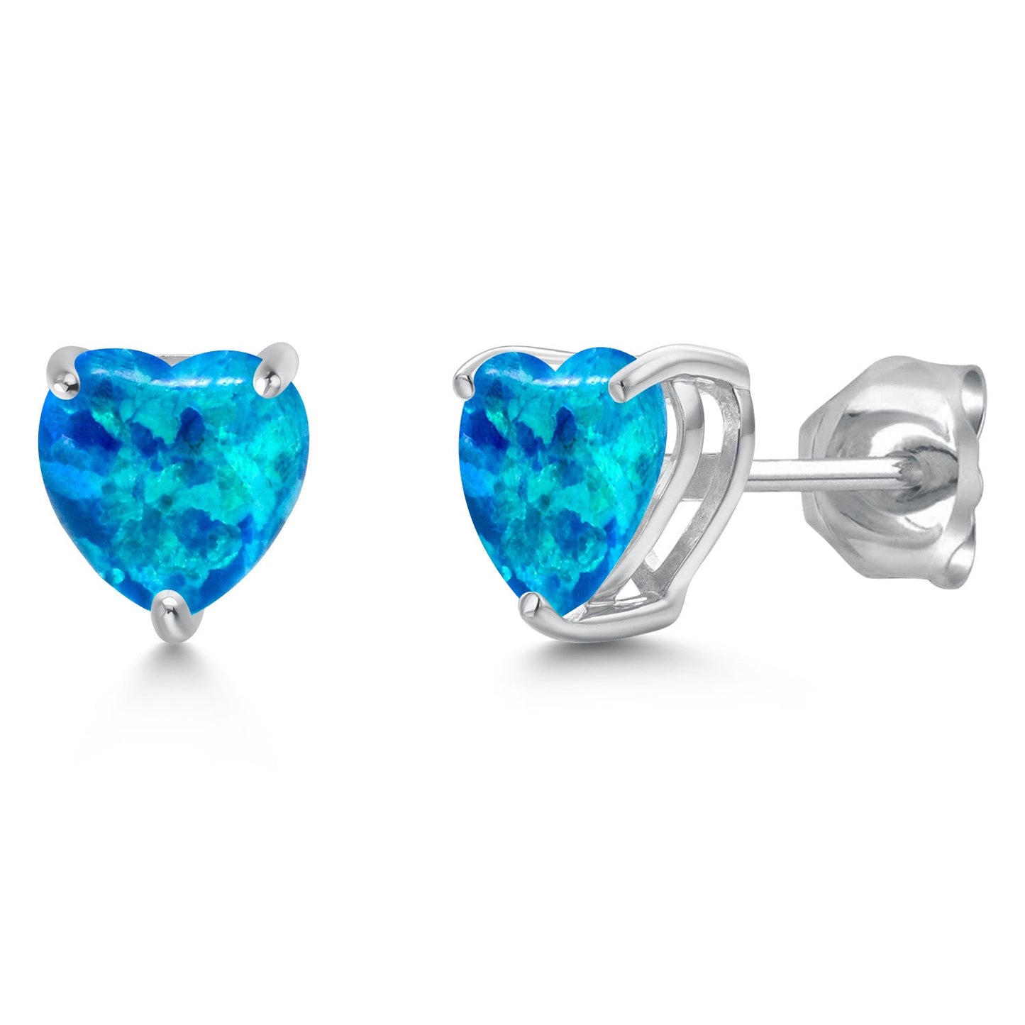 14K White Gold 6MM Heart Shape Gemstone Birthstone Stud Earrings | Gold Earrings For Women Men | Fine Jewelry Gifts for Her Mom Women Wife