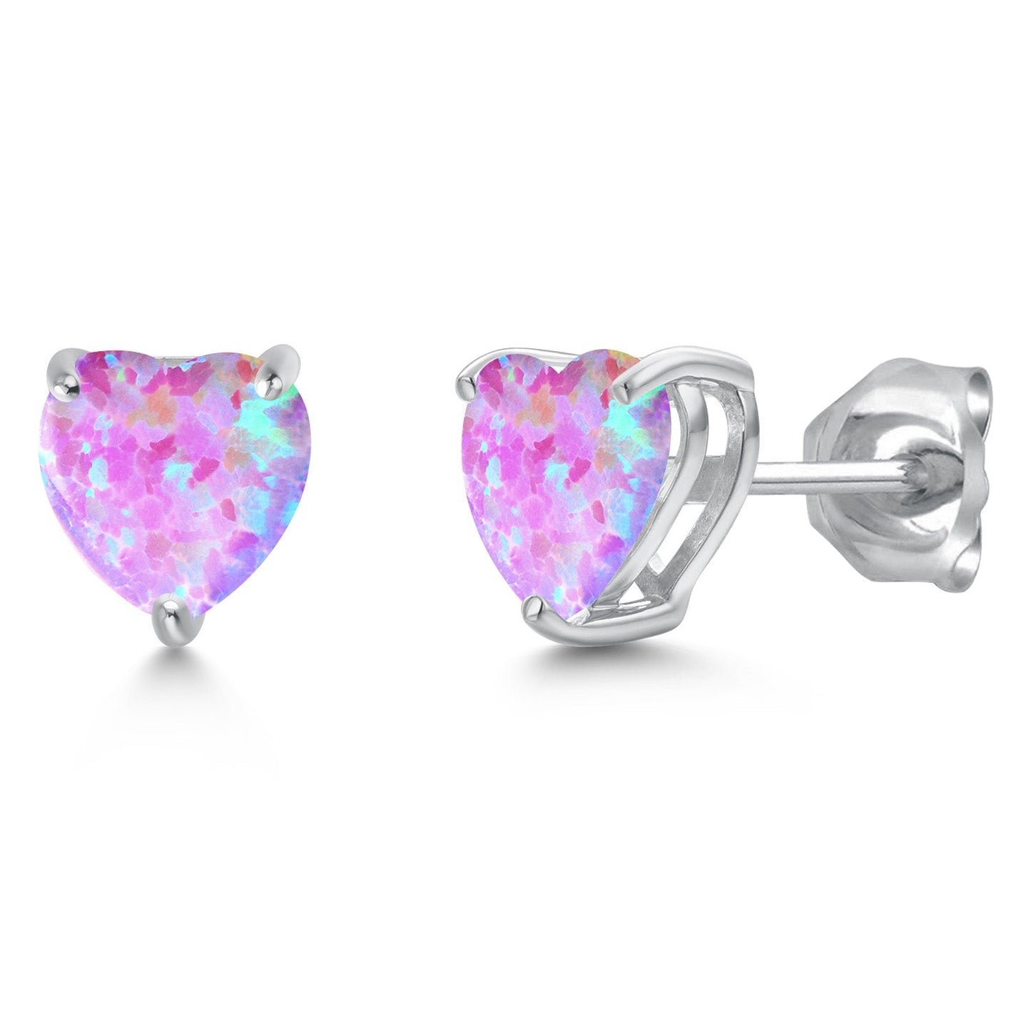 14K White Gold 6MM Heart Shape Gemstone Birthstone Stud Earrings | Gold Earrings For Women Men | Fine Jewelry Gifts for Her Mom Women Wife