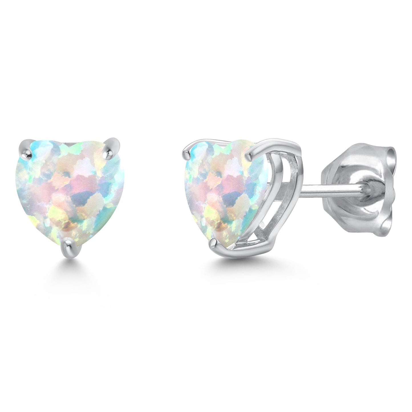 14K White Gold 6MM Heart Shape Gemstone Birthstone Stud Earrings | Gold Earrings For Women Men | Fine Jewelry Gifts for Her Mom Women Wife