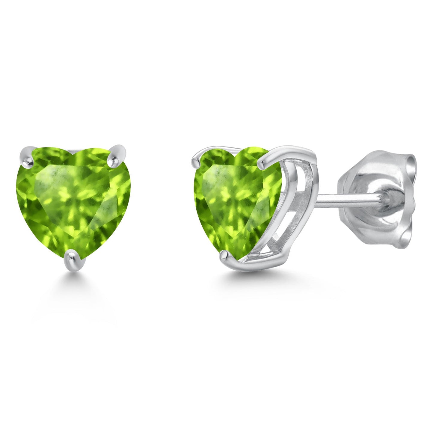 14K White Gold 6MM Heart Shape Gemstone Birthstone Stud Earrings | Gold Earrings For Women Men | Fine Jewelry Gifts for Her Mom Women Wife