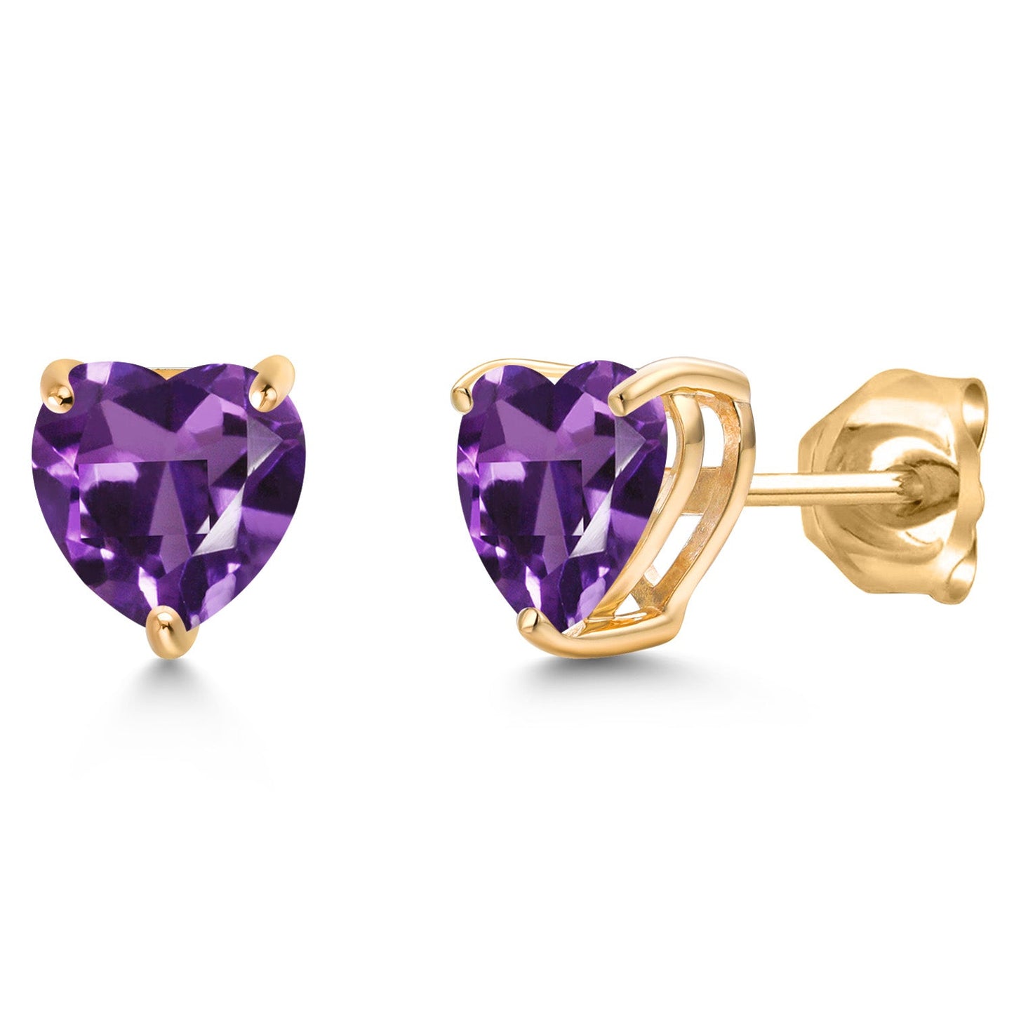 14K Yellow Gold 6MM Heart Shape Gemstone Birthstone Stud Earrings | Gold Earring For Women Men