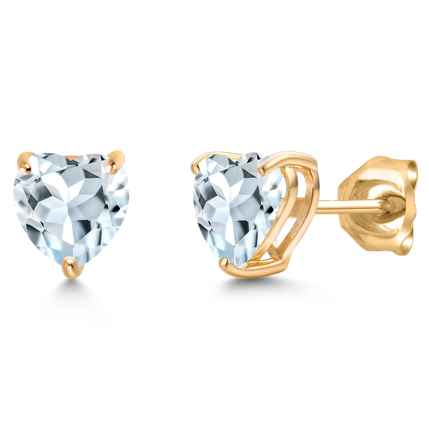 14K Yellow Gold 6MM Heart Shape Gemstone Birthstone Stud Earrings | Gold Earring For Women Men