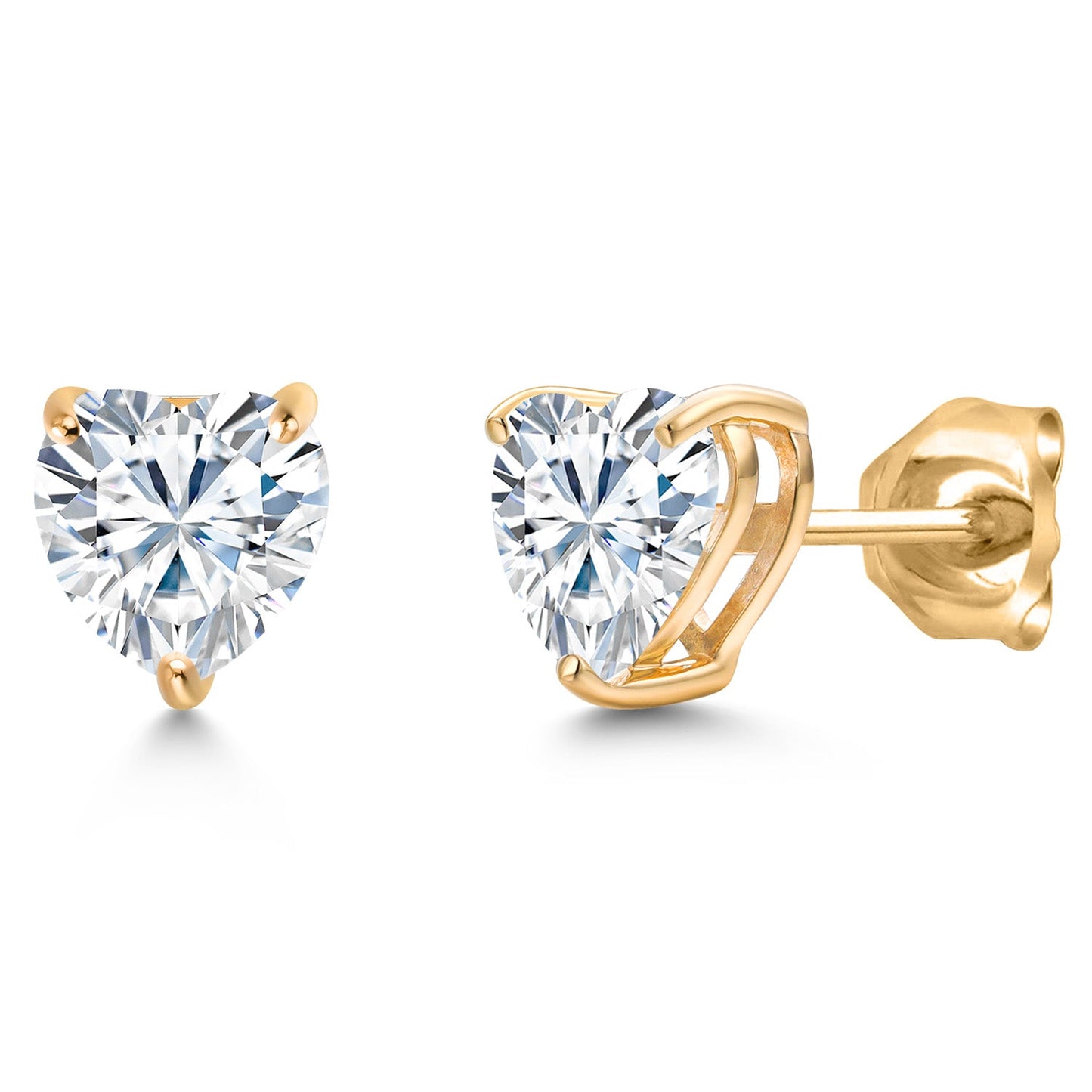14K Yellow Gold 6MM Heart Shape Gemstone Birthstone Stud Earrings | Gold Earring For Women Men