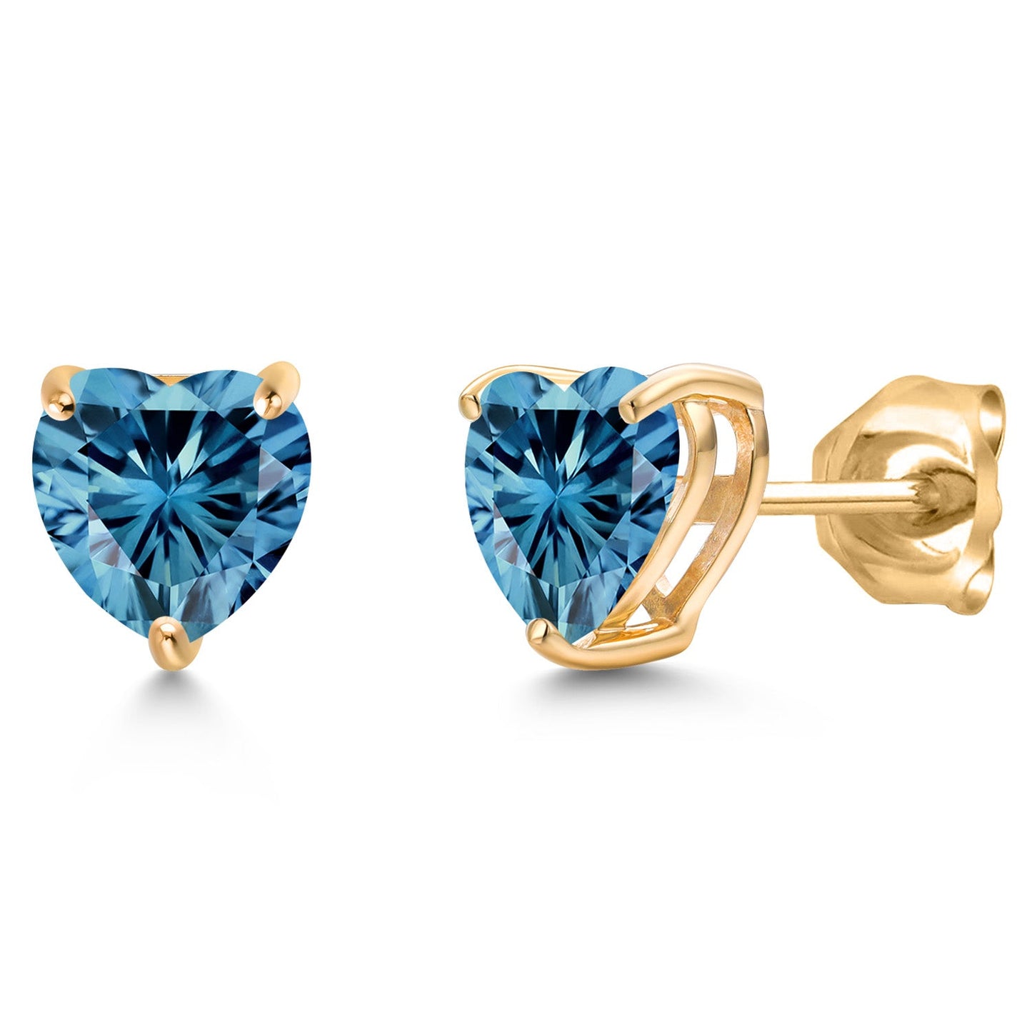 14K Yellow Gold 6MM Heart Shape Gemstone Birthstone Stud Earrings | Gold Earring For Women Men