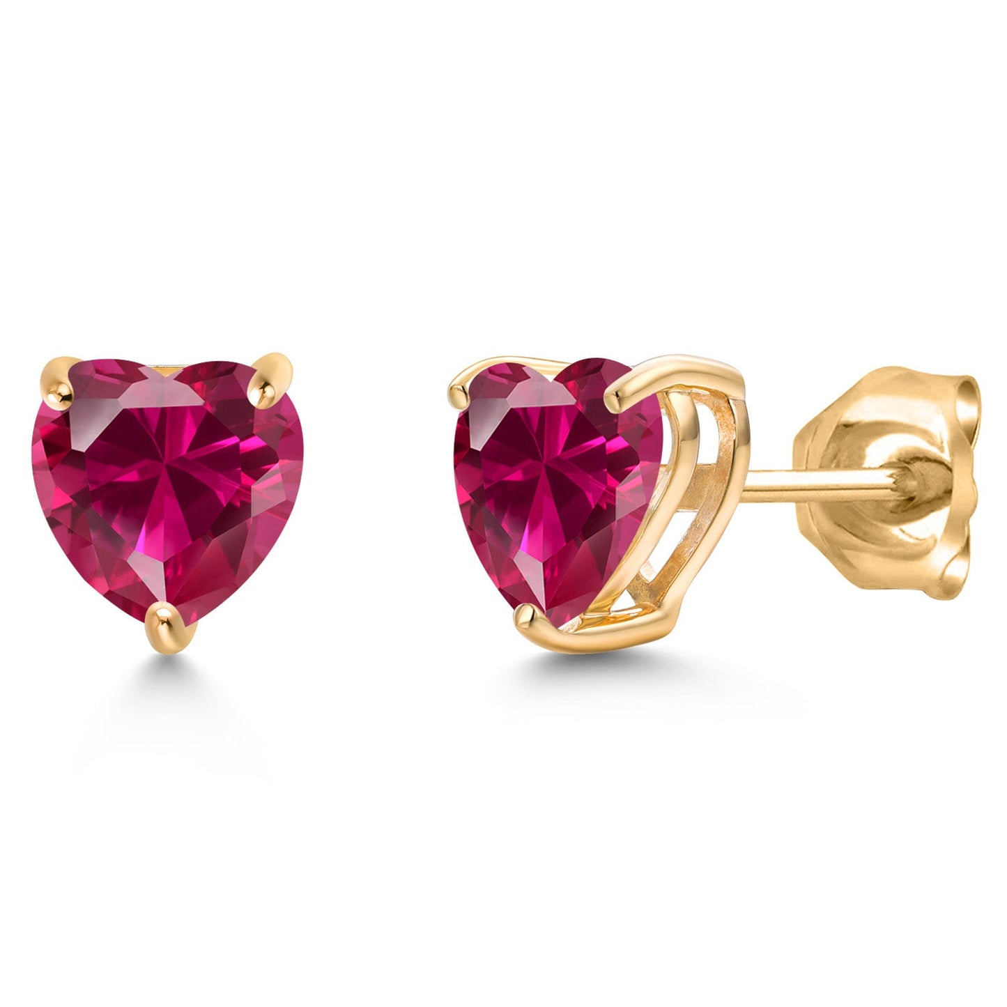 14K Yellow Gold 6MM Heart Shape Gemstone Birthstone Stud Earrings | Gold Earring For Women Men