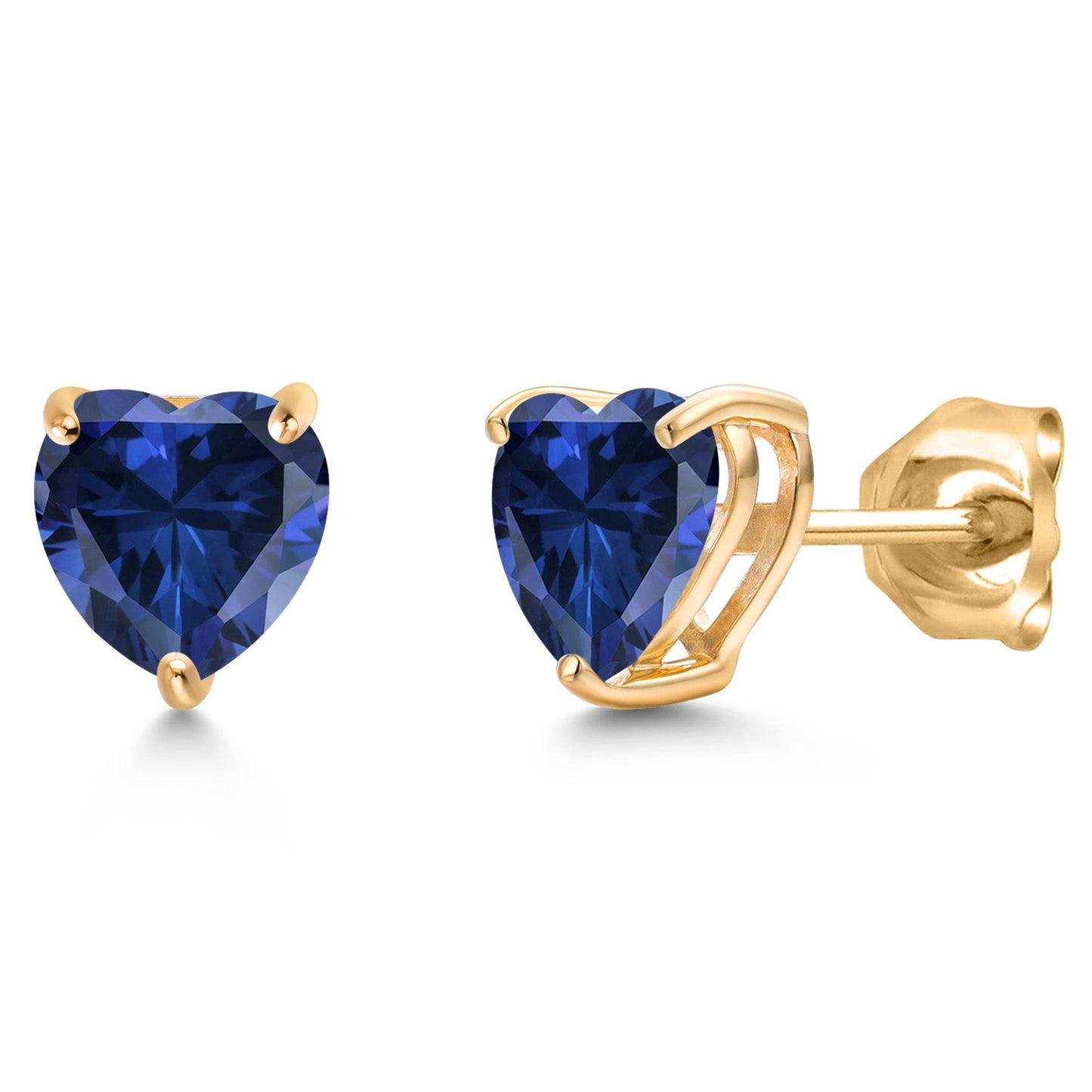 14K Yellow Gold 6MM Heart Shape Gemstone Birthstone Stud Earrings | Gold Earring For Women Men
